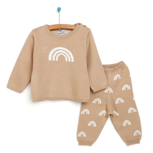 HelloBaby Newborn Rainbow Knit Sweatshirt Starter Set - Beige