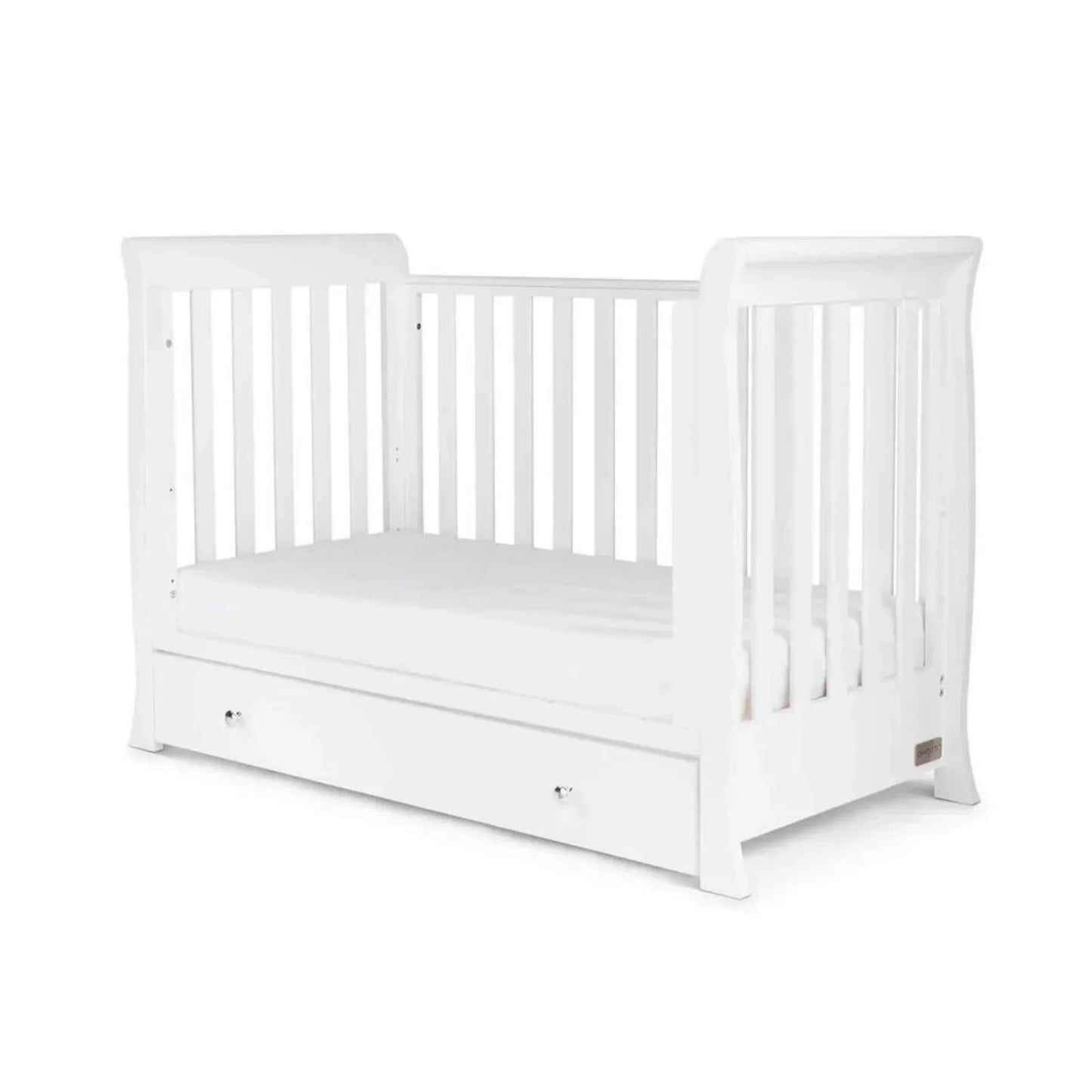Ickle Bubba Snowdon Mini Cot Bed White - Premium Pocket Sprung Mattress