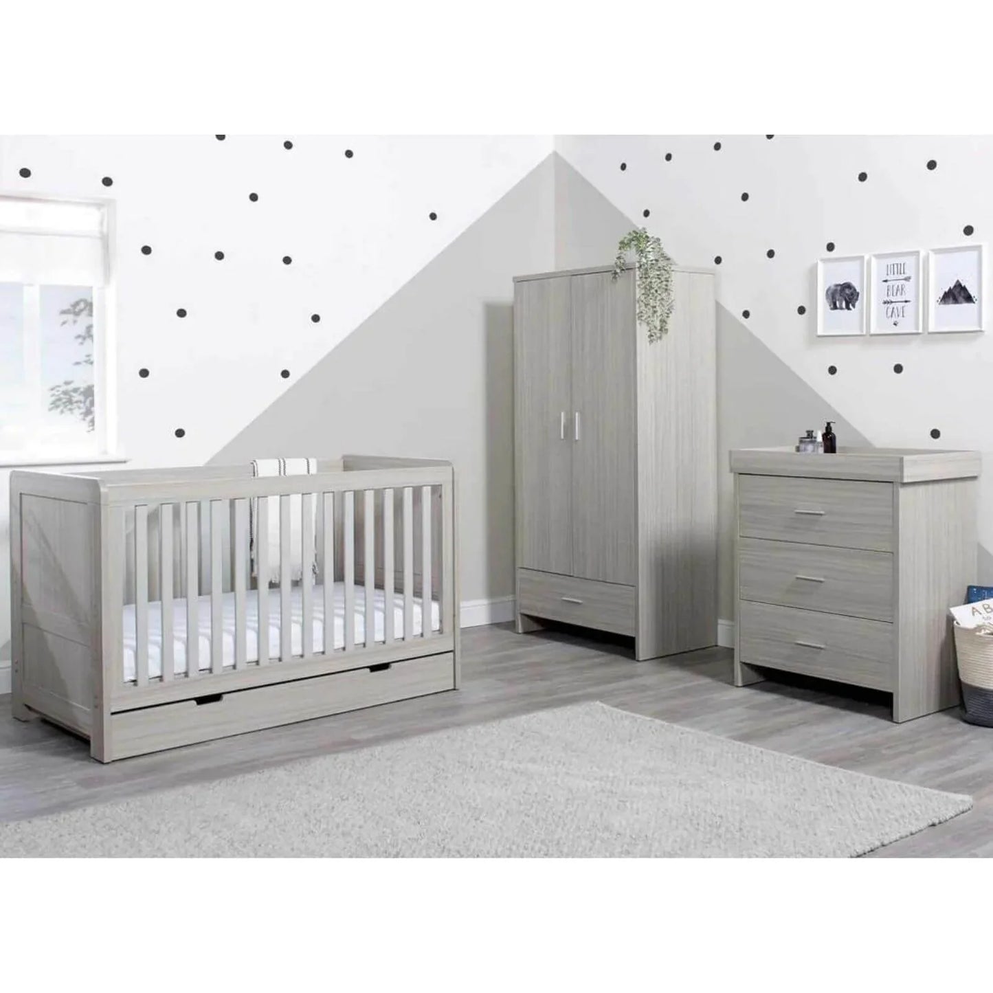 Ickle Bubba Pembrey Furniture Set Under Drawer Ash Grey 3 pcs - Premium Pocket Sprung Mattress
