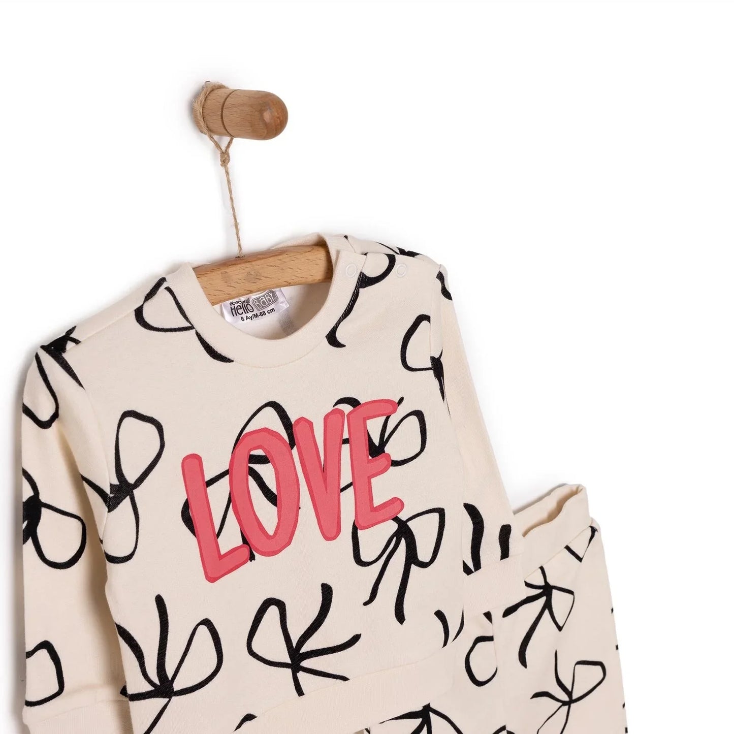 HelloBaby Basic Girl Bow Printed Jogging Set