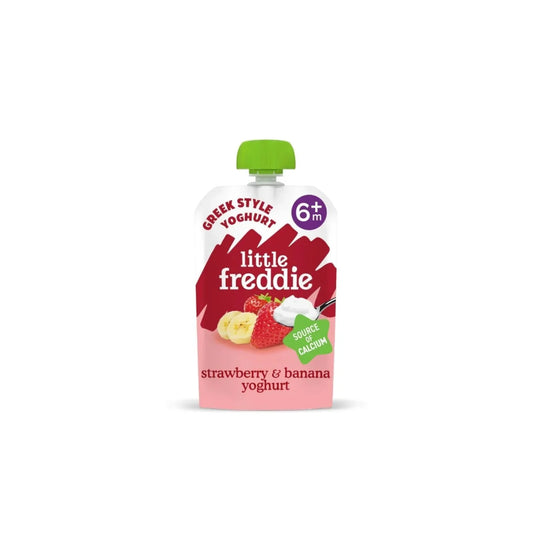 Little Freddie Organic Strawberry & Banana Greek Style Yoghurt Baby Food Pouch 6+ months 90g