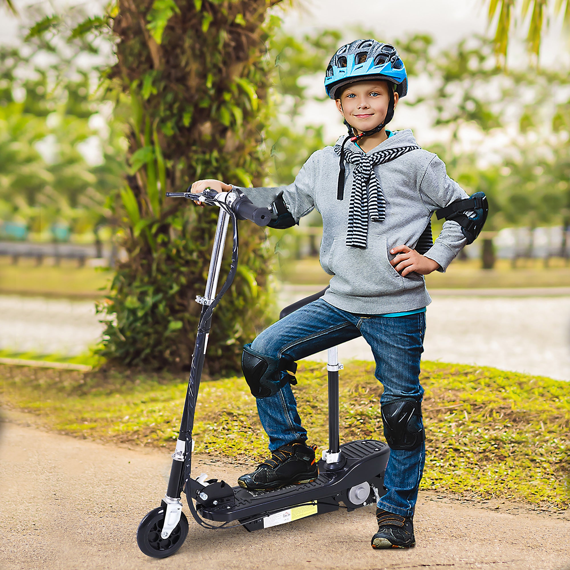 HOMCOM Outdoor Ride On Powered Scooter for kids Sporting Toy 120W Motor Bike 2 x 12V Battery in Black-8