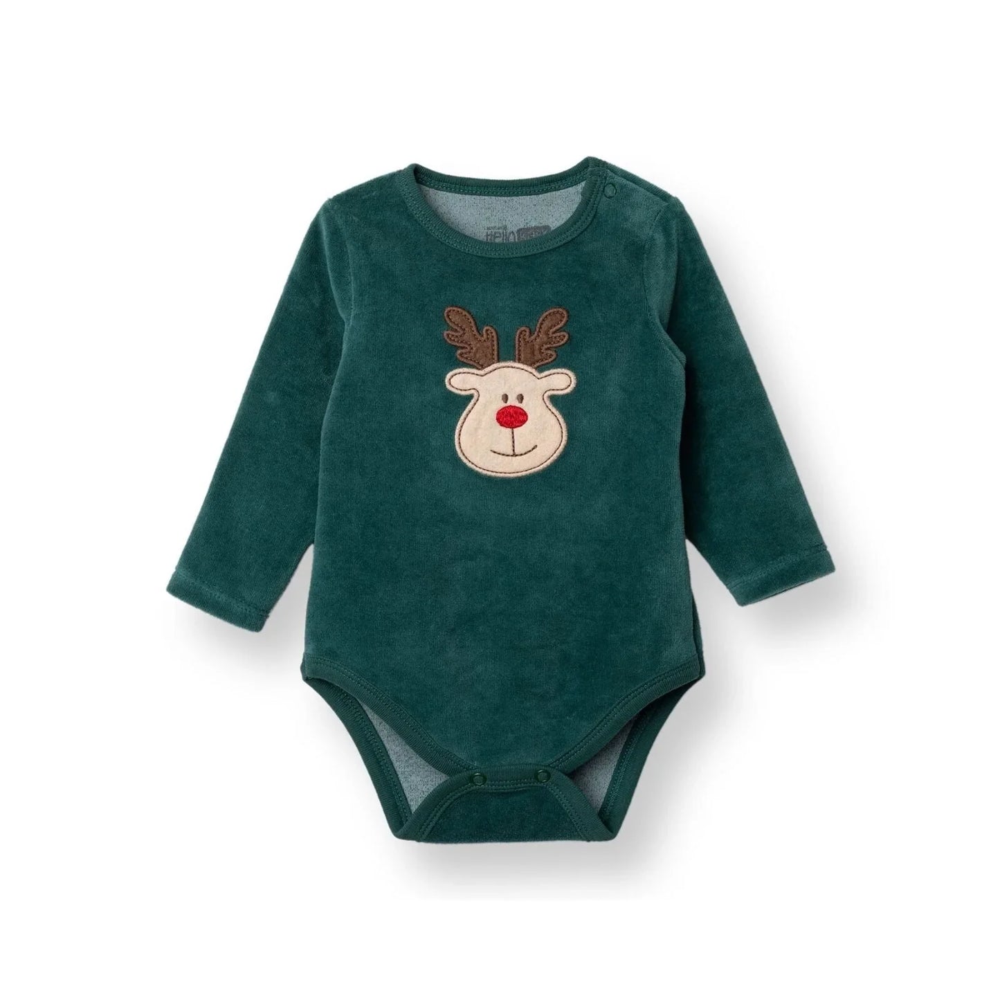 HelloBaby Boys Long Sleeve Bodysuit Christmas with Poppers Crew Neck Long Sleeve - Green