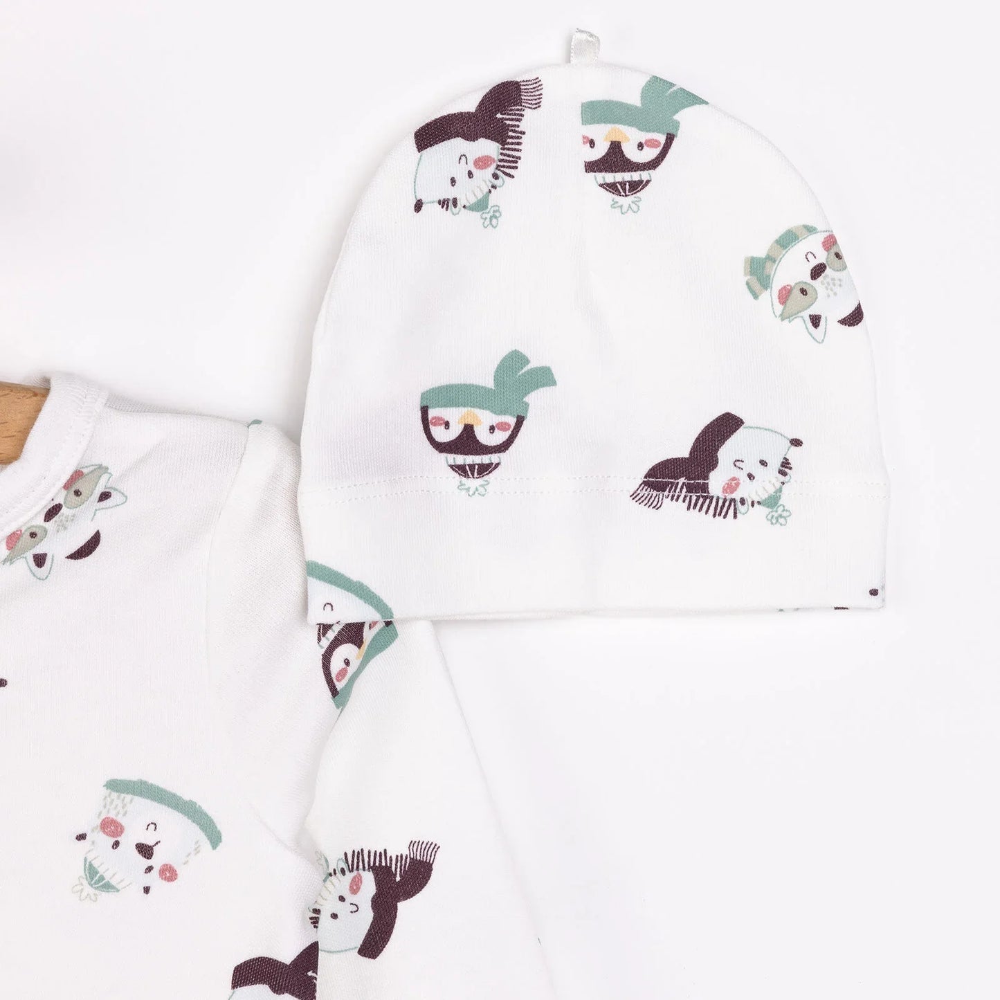 HelloBaby Footed Jumpsuit with Hat - Ecru