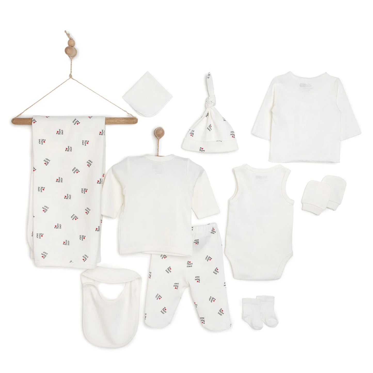 HelloBaby Newborn Hospital Starter Pack 10 pcs - Ecru