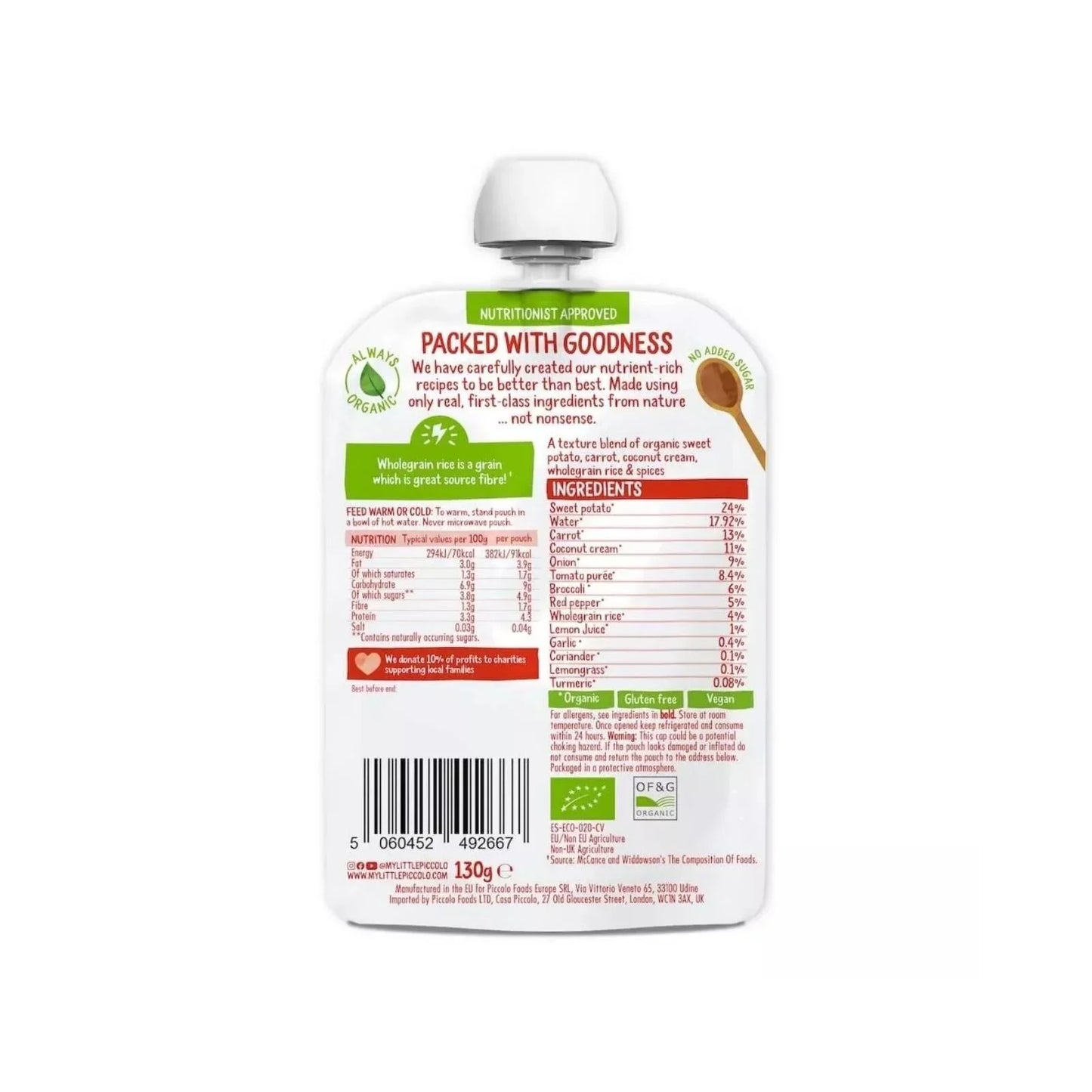 Piccolo Organic Coconut Red Thai Vegetable Curry 7+ months 130g