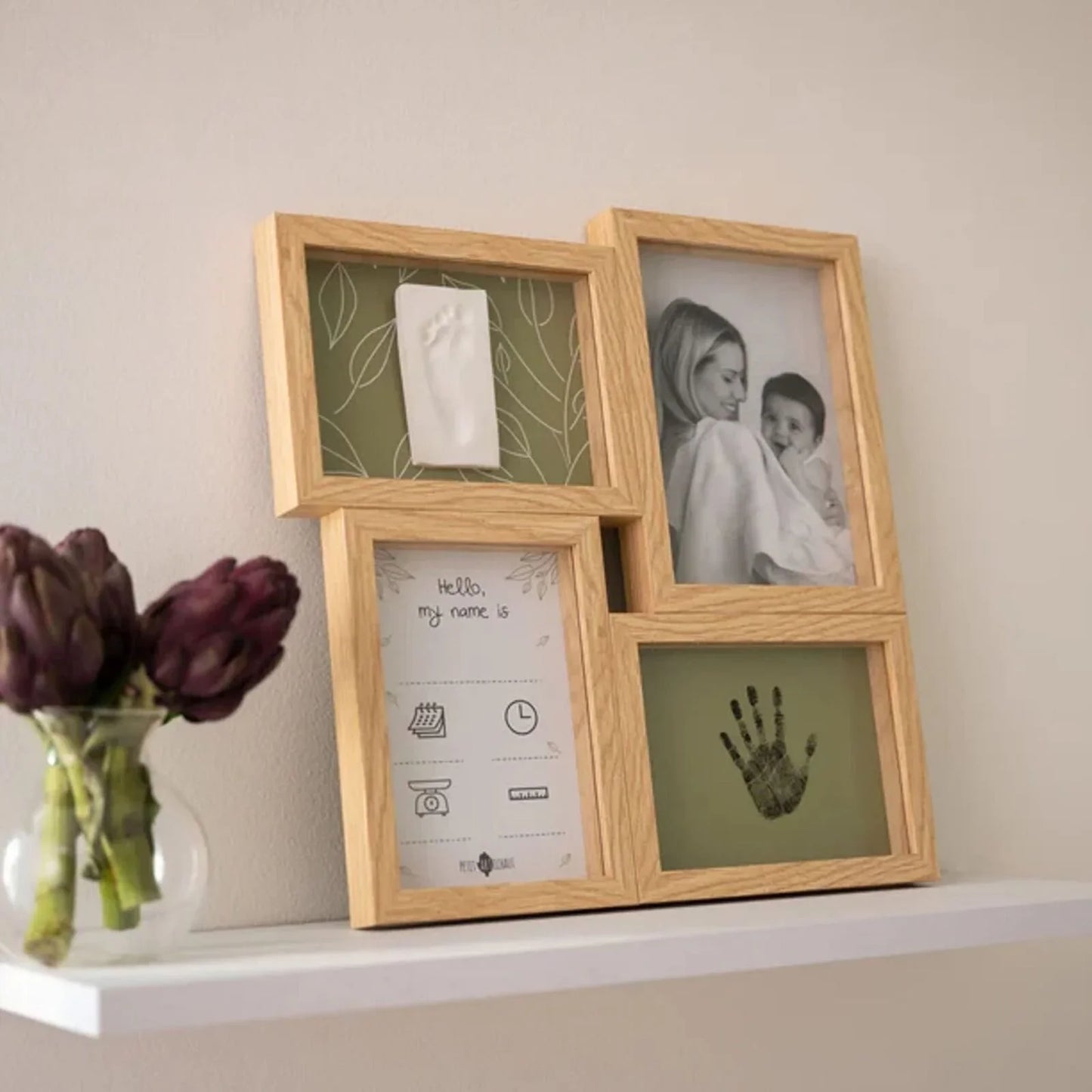 Petit Artichaut Puzzle Frame with Hand & Foot Imprints - Olive Tree