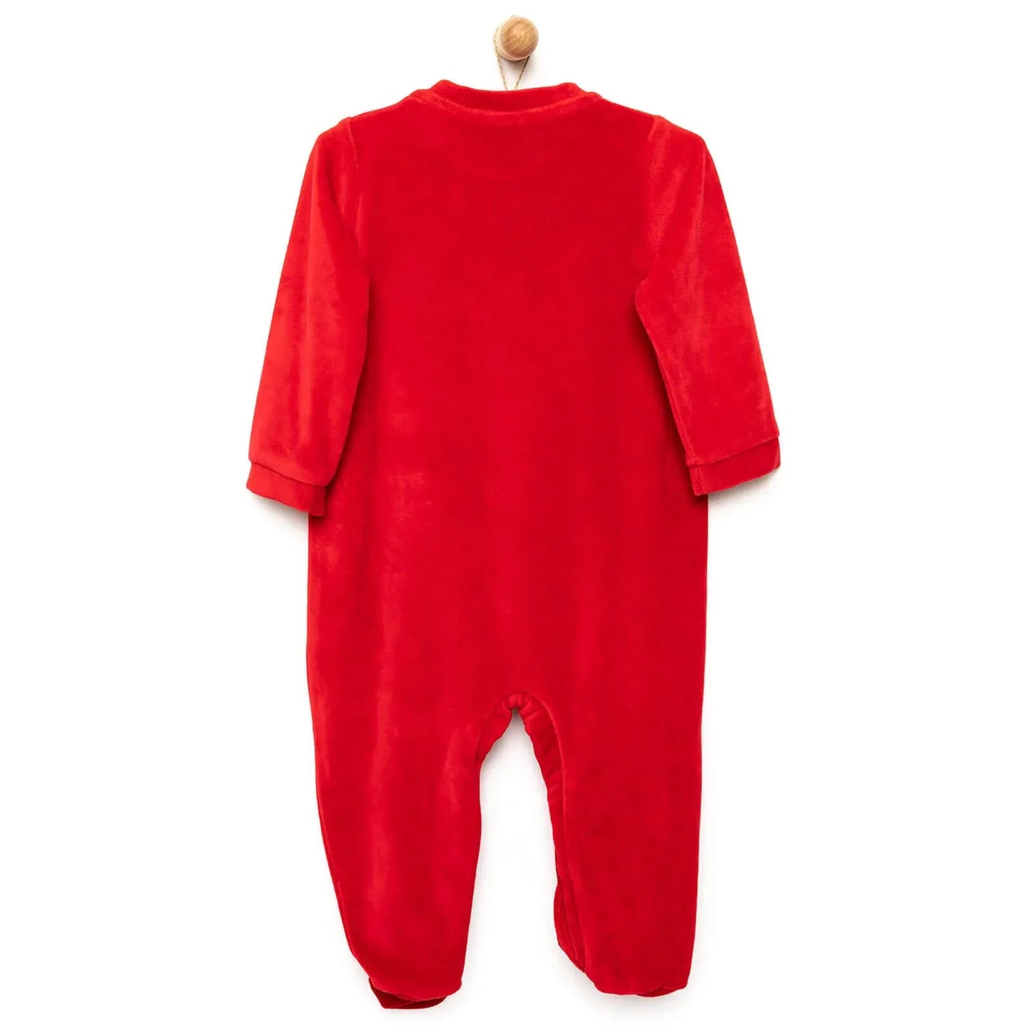 Ma Douce Newborn Velvet Footed Jumpsuit - Red