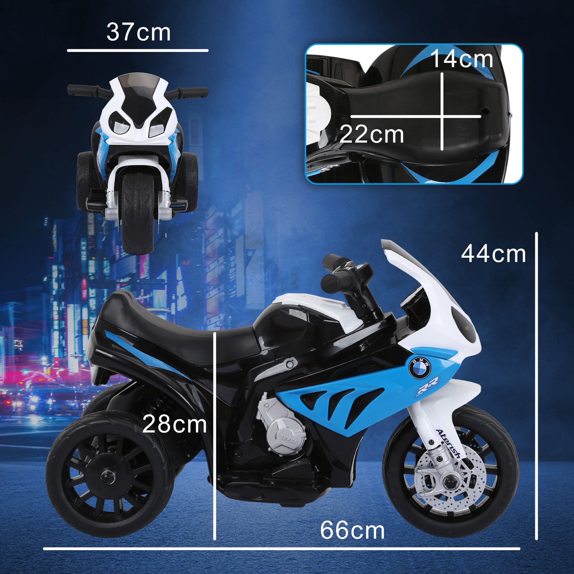 HOMCOM 6V BMW S1000RR Licensed Kids Electric Motorbike with Headlight and Music in Blue-1
