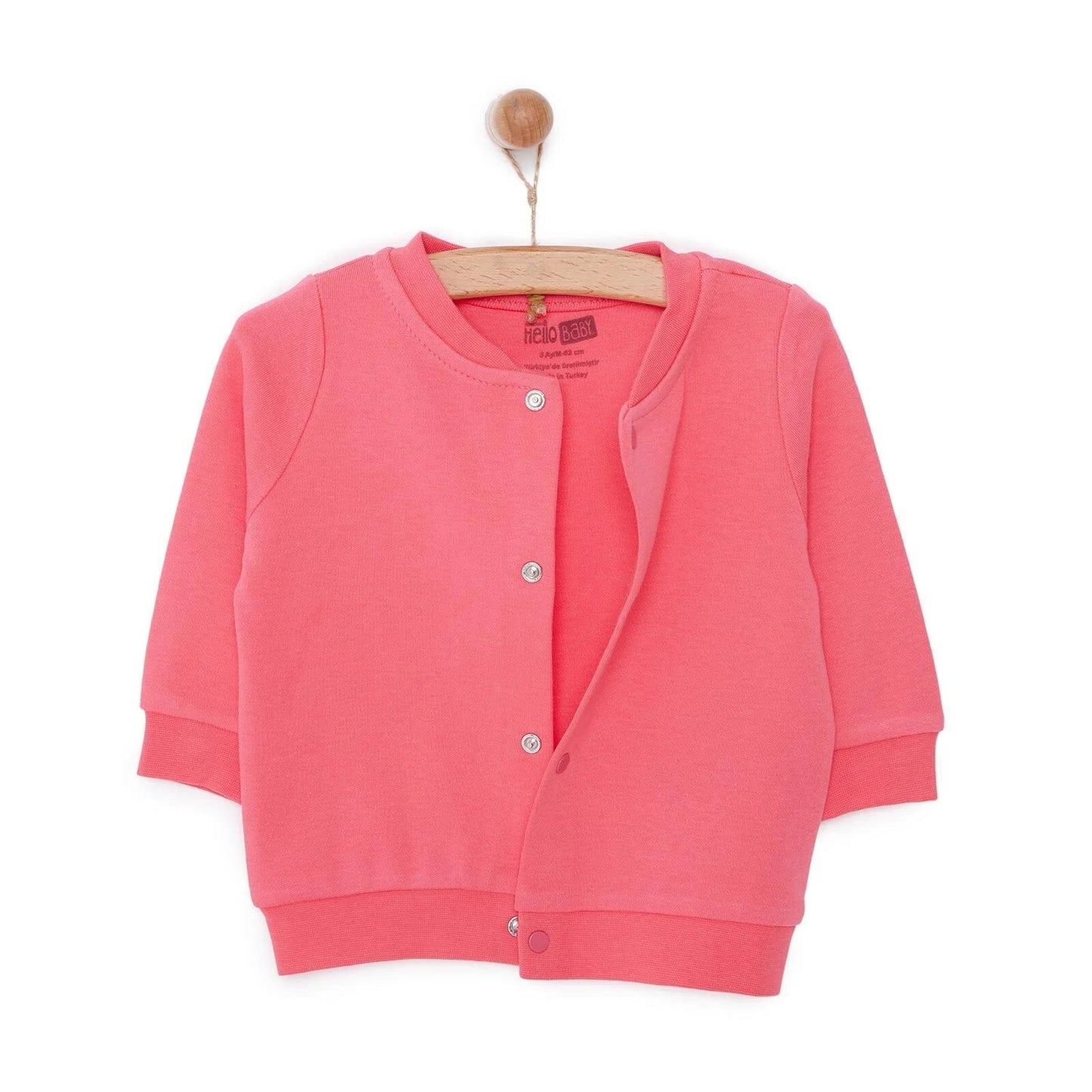 HelloBaby Basic Rib Cardigan - Dark Pink