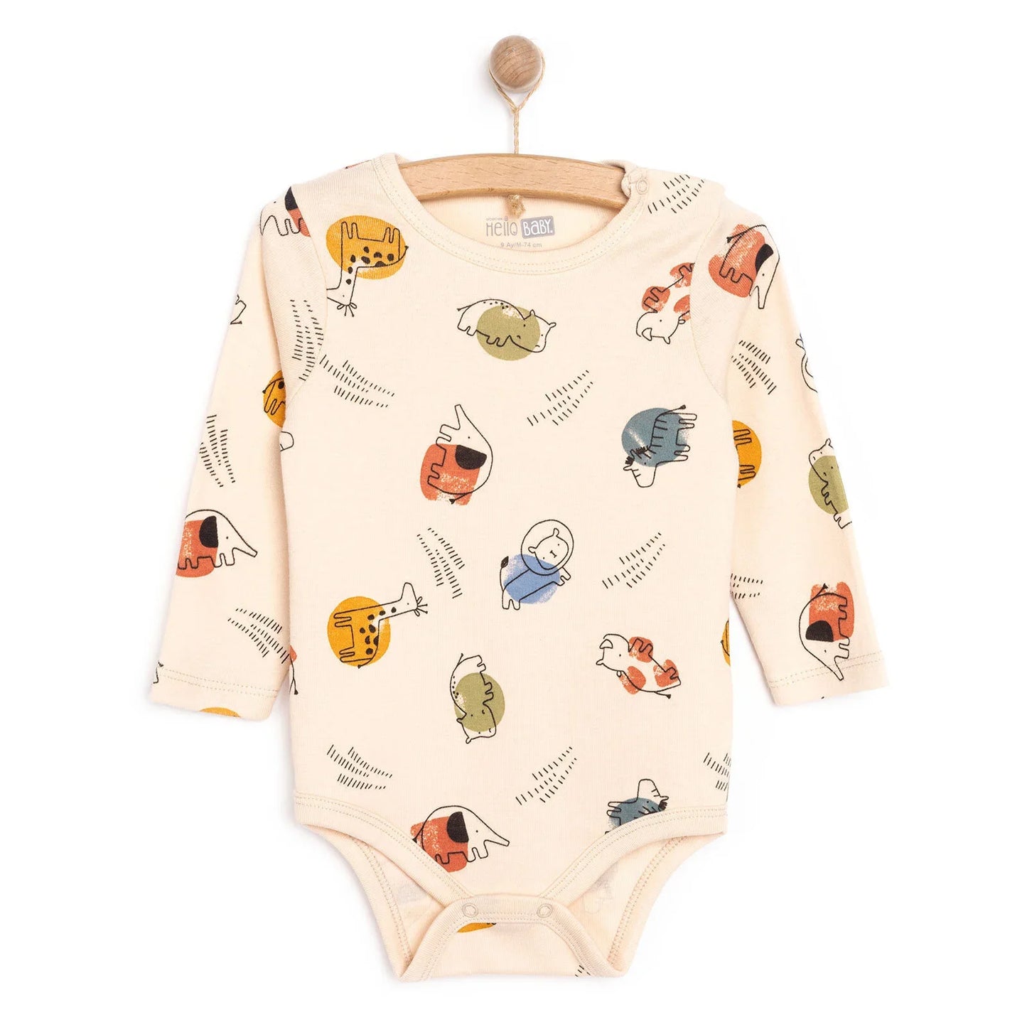 HelloBaby Boy Long Sleeve Bodysuit - Beige