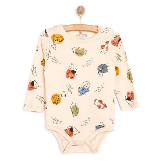 HelloBaby Boy Long Sleeve Bodysuit - Beige