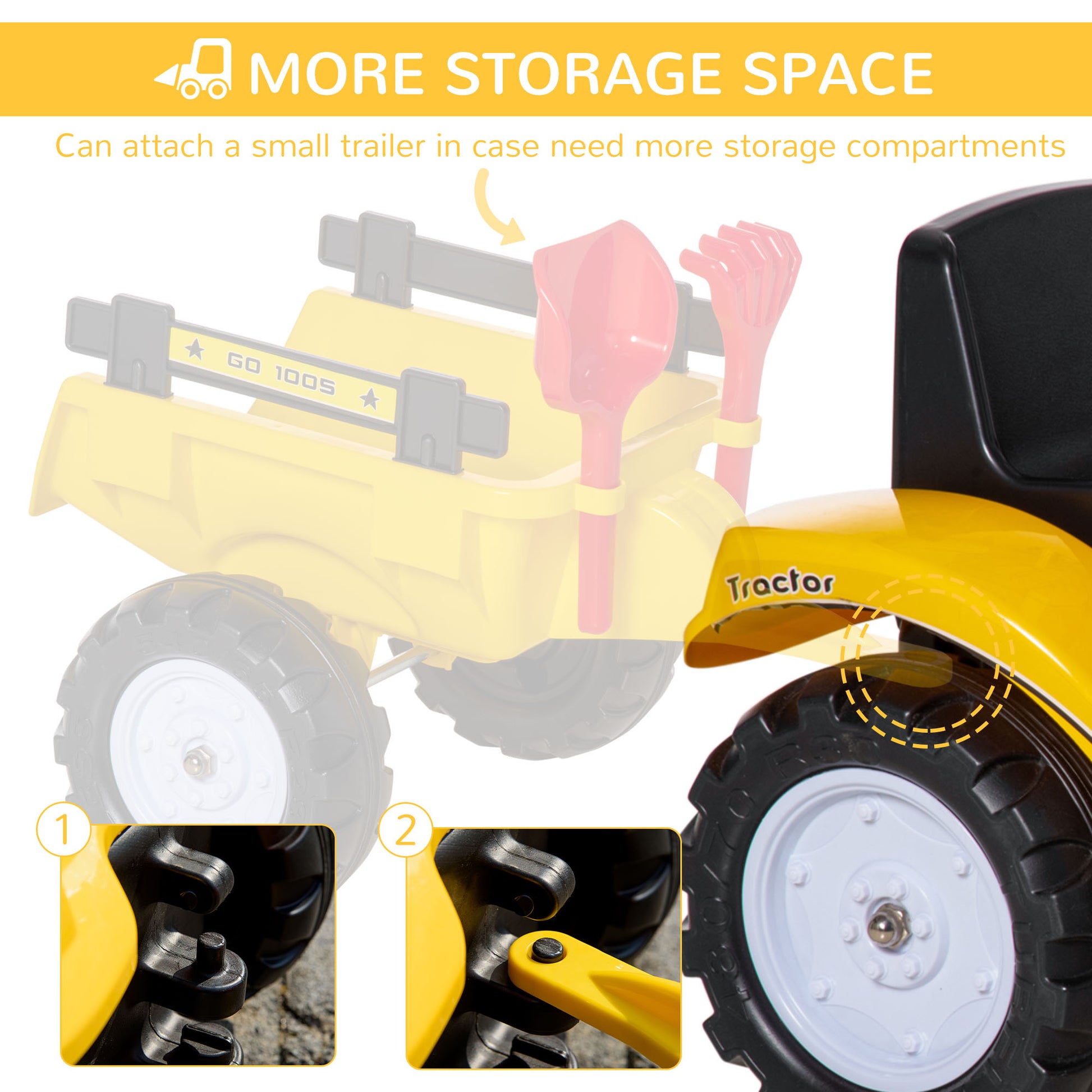 HOMCOM Kids Ride on Tractor No Power Pedal Go Kart with Manual Control Bucket for 3-6 Years Old-5