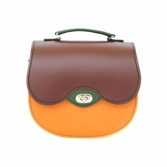 Handmade Leather Twist Lock Saddle Bag - Autumnal Kaleidoscope-0