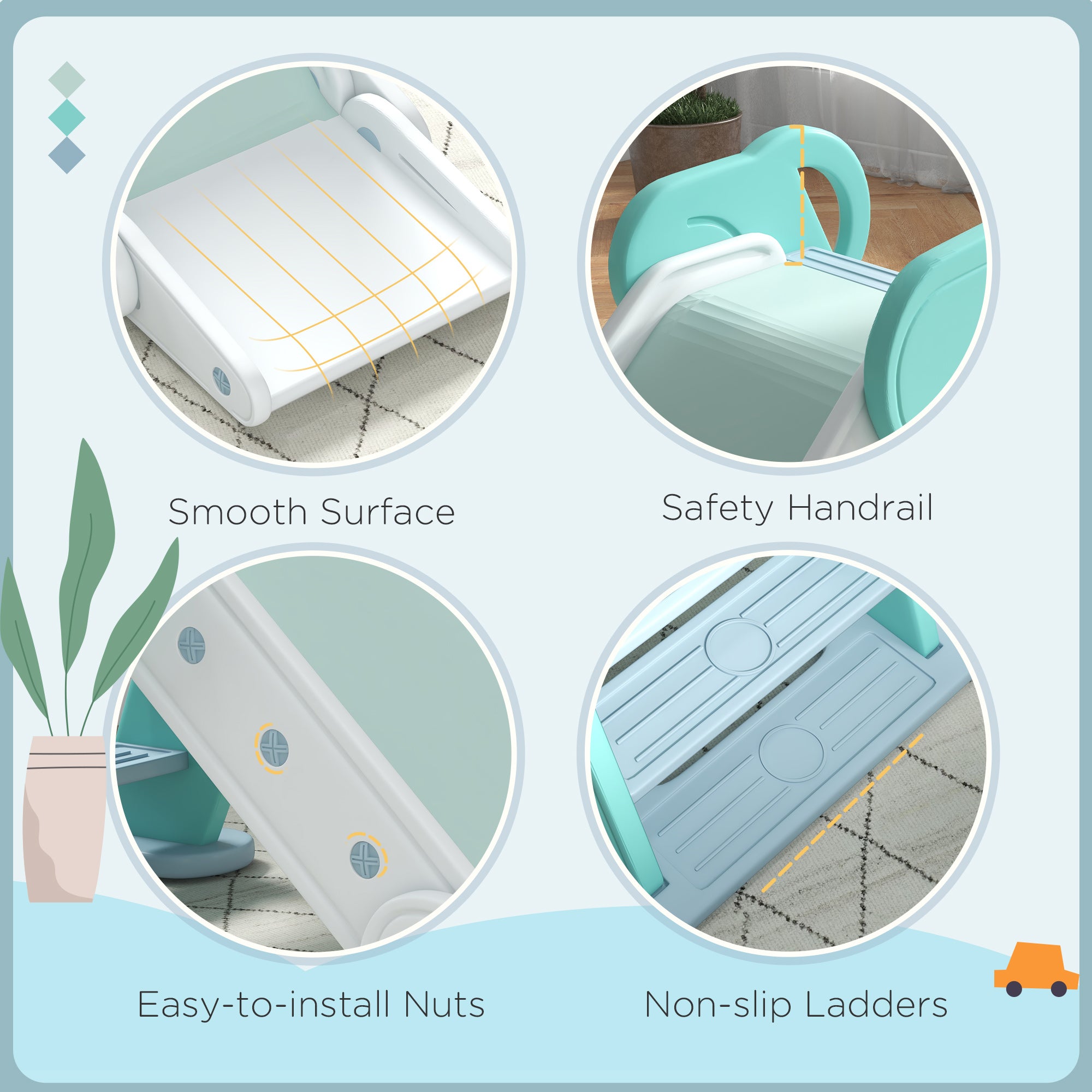 AIYAPLAY Foldable Kids Slide, Freestanding Baby Slide, for Ages 1.5-3 Years-5