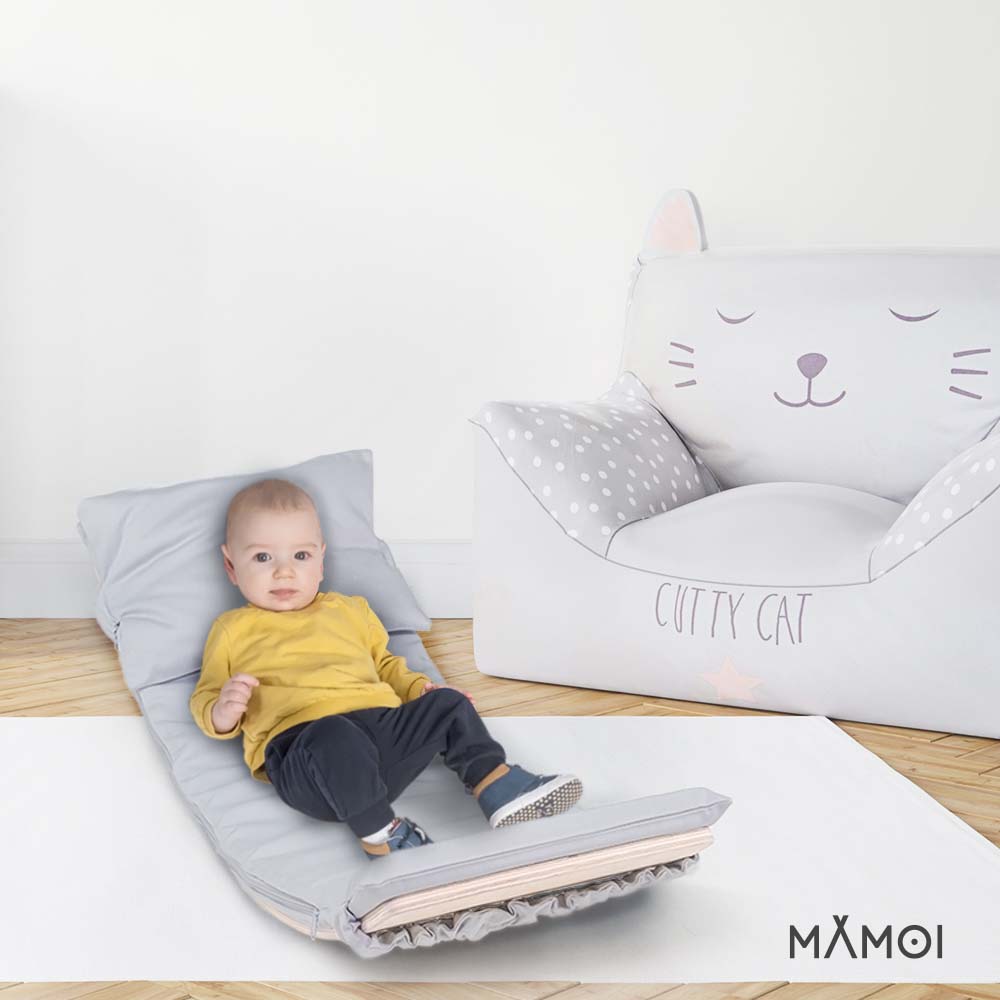 MAMOI® Wooden balance board for kids with light grey cushion , Rocker seesaw, Baby balancing games, Toddler balance game, Wobble board, Play equipment for children, montessori sensory toys-4