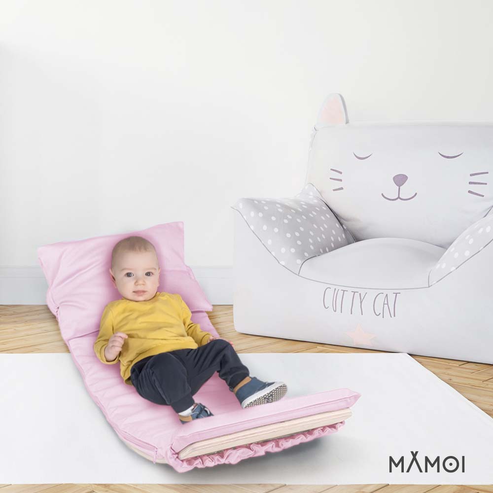 MAMOI® Wooden balance board for kids with pink cushion , Rocker seesaw, Baby balancing games, Toddler balance game, Wobble board, Play equipment for children, montessori sensory toys-4