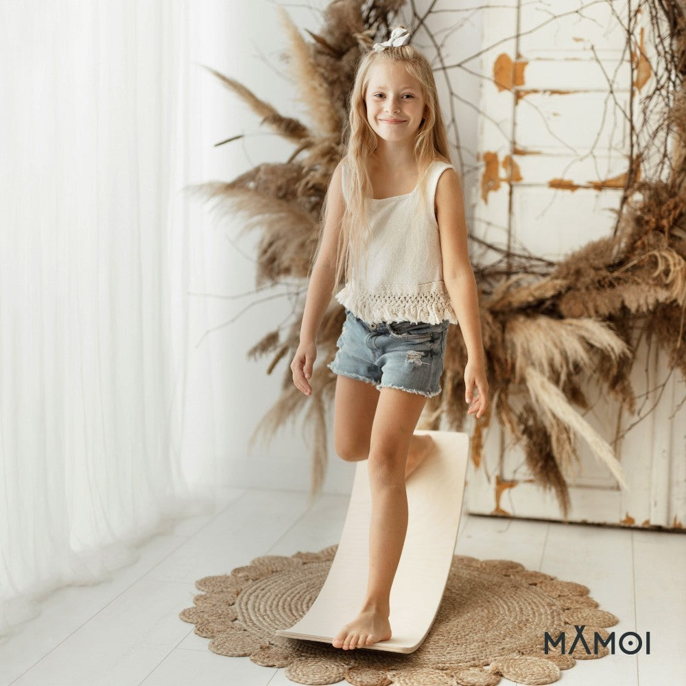MAMOI® Wooden balance board for kids, Rocker seesaw, Baby balancing games, Toddler balance game, Wobble board, Play equipment for children, montessori sensory toys-4