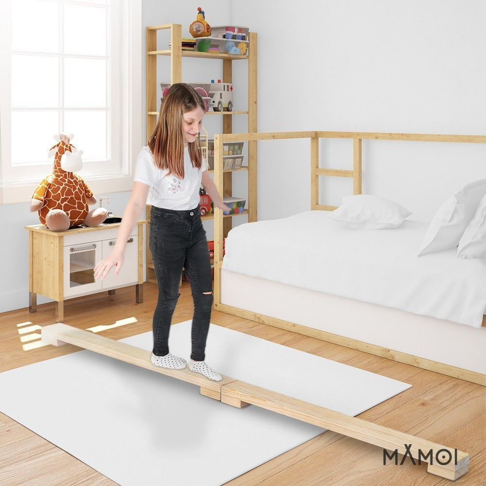 MAMOI® Gymnastics beam for kids (200 cm), Padded non-slip folding balance beam, Kids gym equipment at home, Gymnastic floor beams & bases for children-4