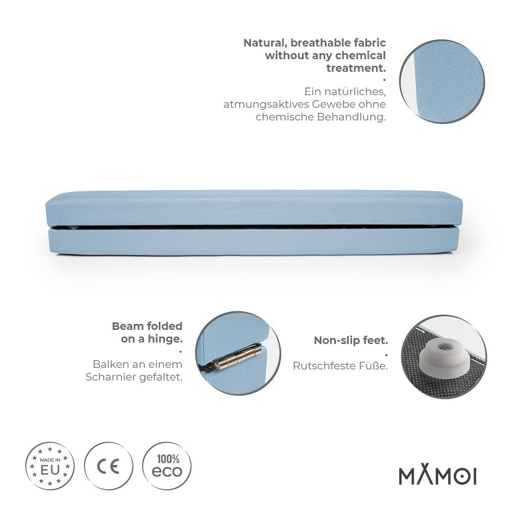 MAMOI® Gymnastics beam for kids Blue (200 cm), Padded non-slip folding balance beam, Kids gym equipment at home, Gymnastic floor beams & bases for children-1