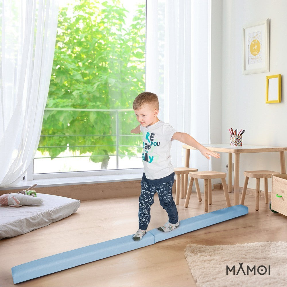 MAMOI® Gymnastics beam for kids Blue (200 cm), Padded non-slip folding balance beam, Kids gym equipment at home, Gymnastic floor beams & bases for children-4