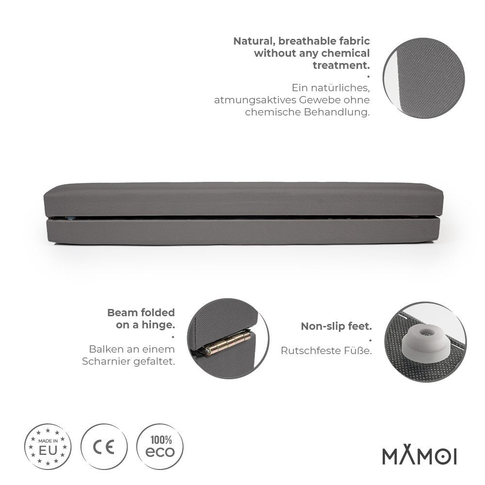 MAMOI® Gymnastics beam for kids Grey (200 cm), Padded non-slip folding balance beam, Kids gym equipment at home, Gymnastic floor beams & bases for children-1