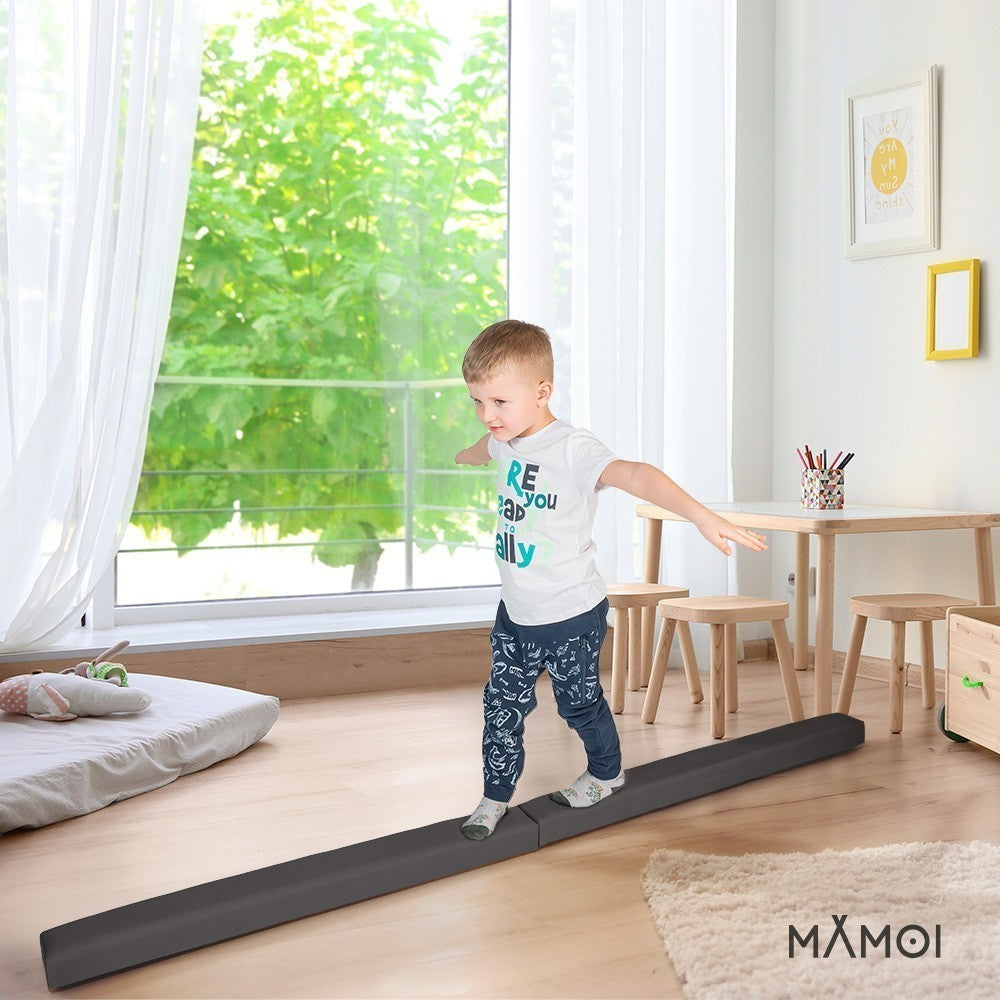 MAMOI® Gymnastics beam for kids Grey (200 cm), Padded non-slip folding balance beam, Kids gym equipment at home, Gymnastic floor beams & bases for children-4