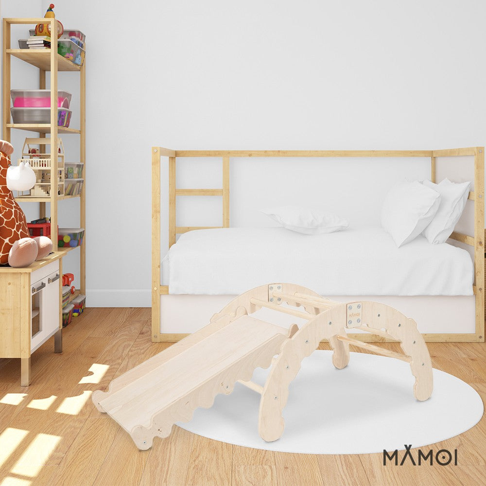 MAMOI® Indoor climbing frame for toddlers, Wooden baby gym with slide, Play gym rocker toys made of wood for toddler, Rockers montessori climbing frame age 1-3-1