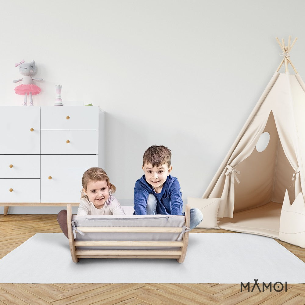 MAMOI® Toddler climbing frame indoor with cushion, Cushion for indoor climbing frame for toddlers, Baby kids climbing dome, Wooden climbing triangle for children from 1/2/3 years-7