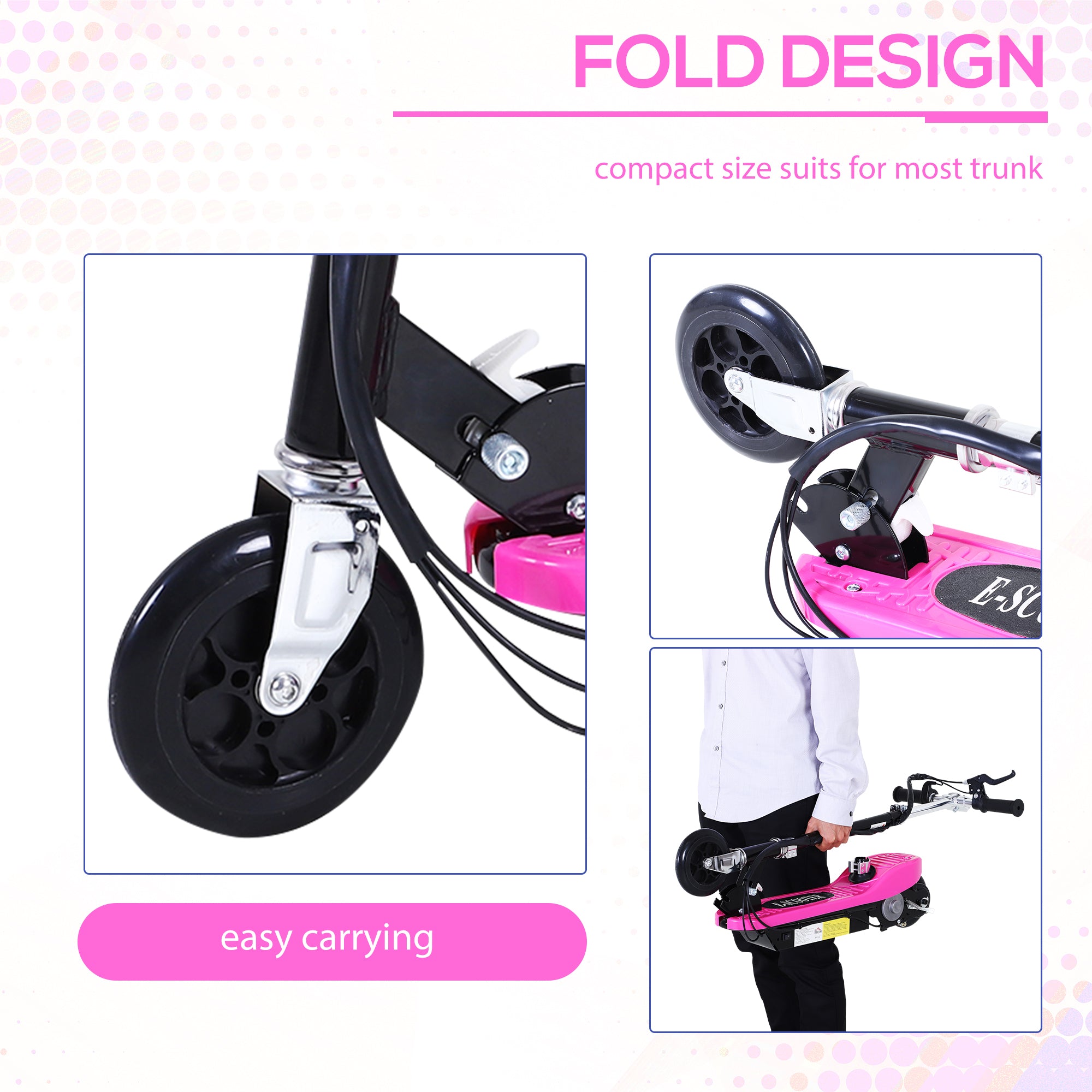 HOMCOM Outdoor Ride On Powered Scooter for kids Sporting Toy 120W Motor Bike 2 x 12V Battery - Pink-5