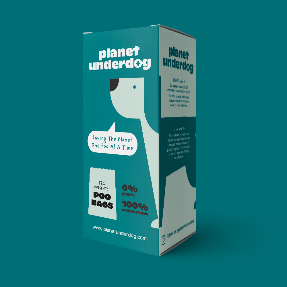 120 Planet Underdog Compostable Dog Poop Bags - Green Box - mezetto