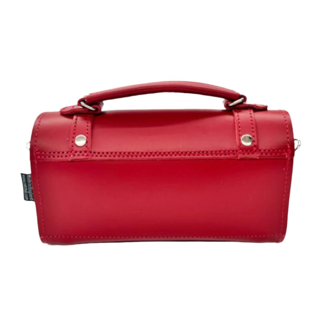 Handmade Leather Bowler Bag - Red-3
