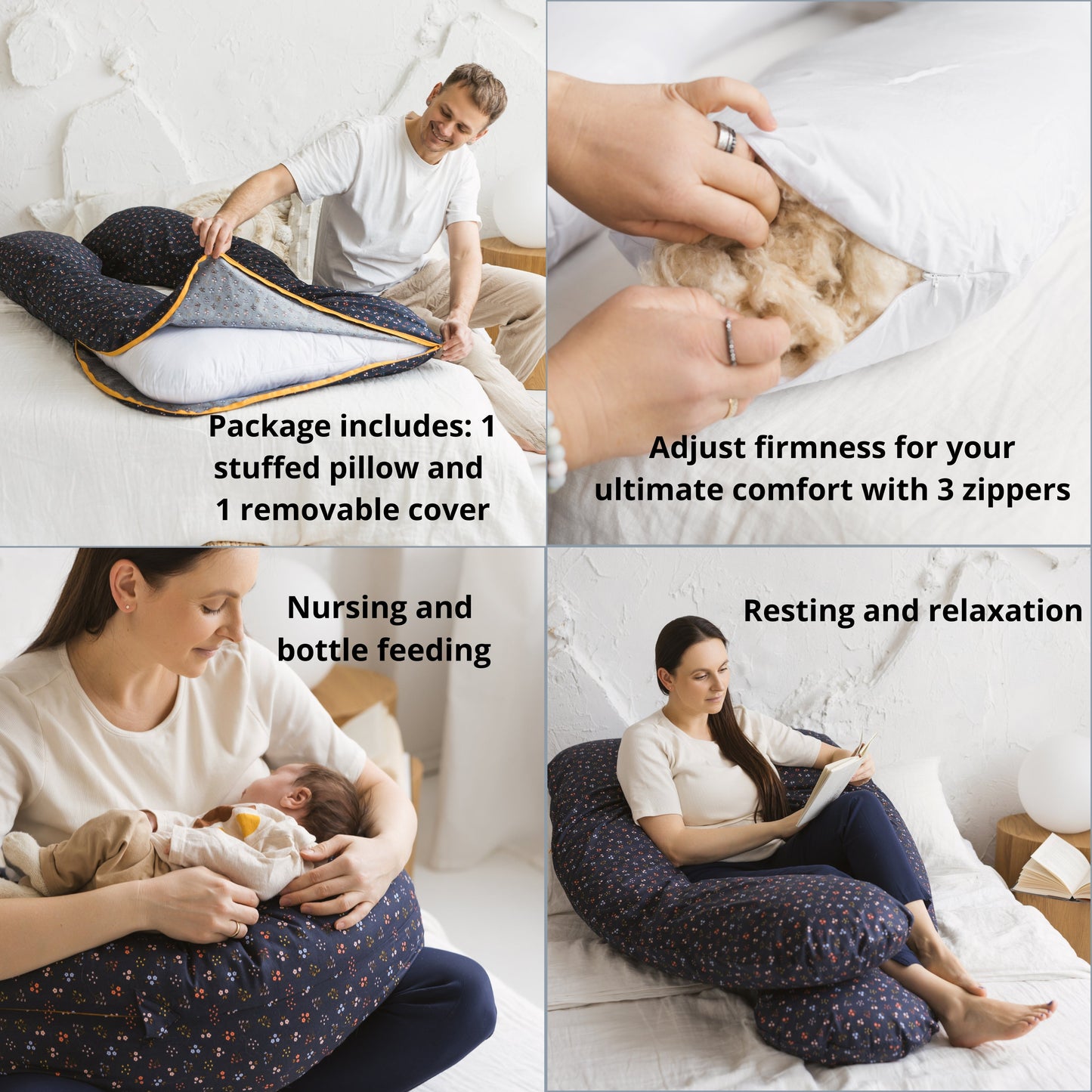 MINICAMP Komfortkissen für Damen und Herren mit Bio-Bezug in Marineblau | Kapok- oder PES-Füllung