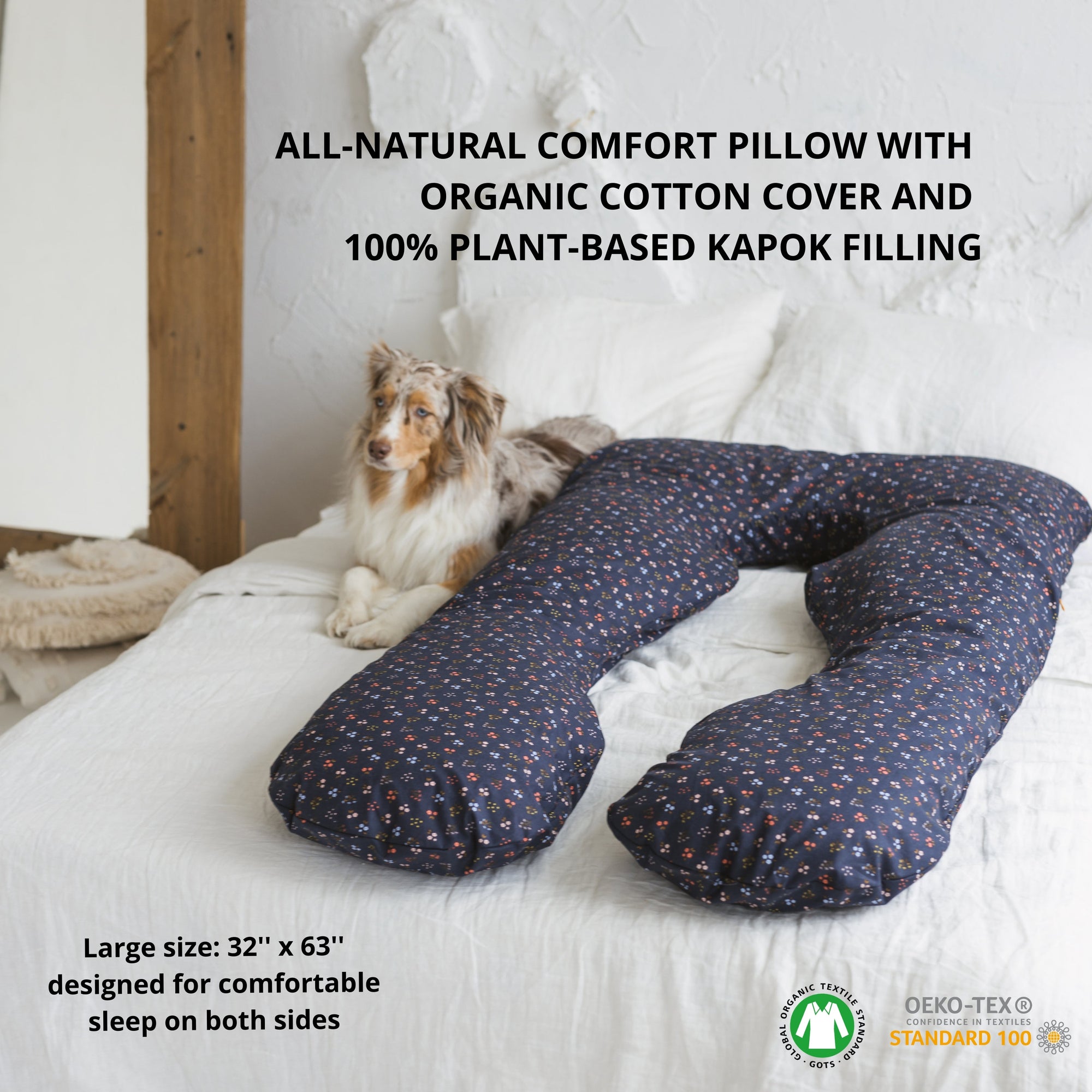 MINICAMP Komfortkissen für Damen und Herren mit Bio-Bezug in Marineblau | Kapok- oder PES-Füllung