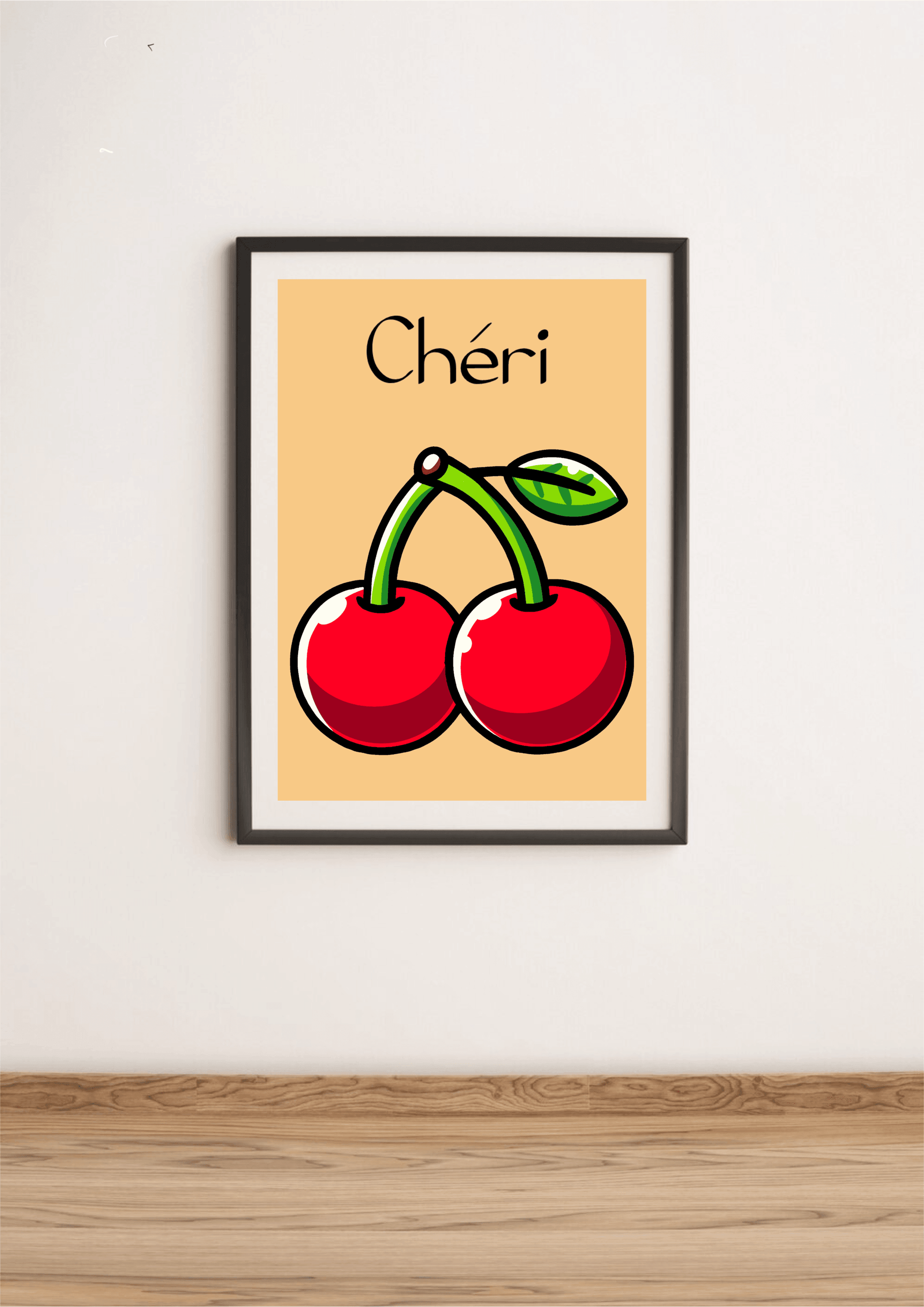 Chéri Cherries Art Print | Cute French-Inspired Cherry Poster
