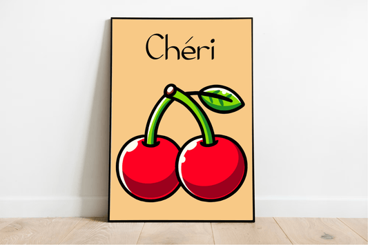Chéri Cherries Art Print | Cute French-Inspired Cherry Poster