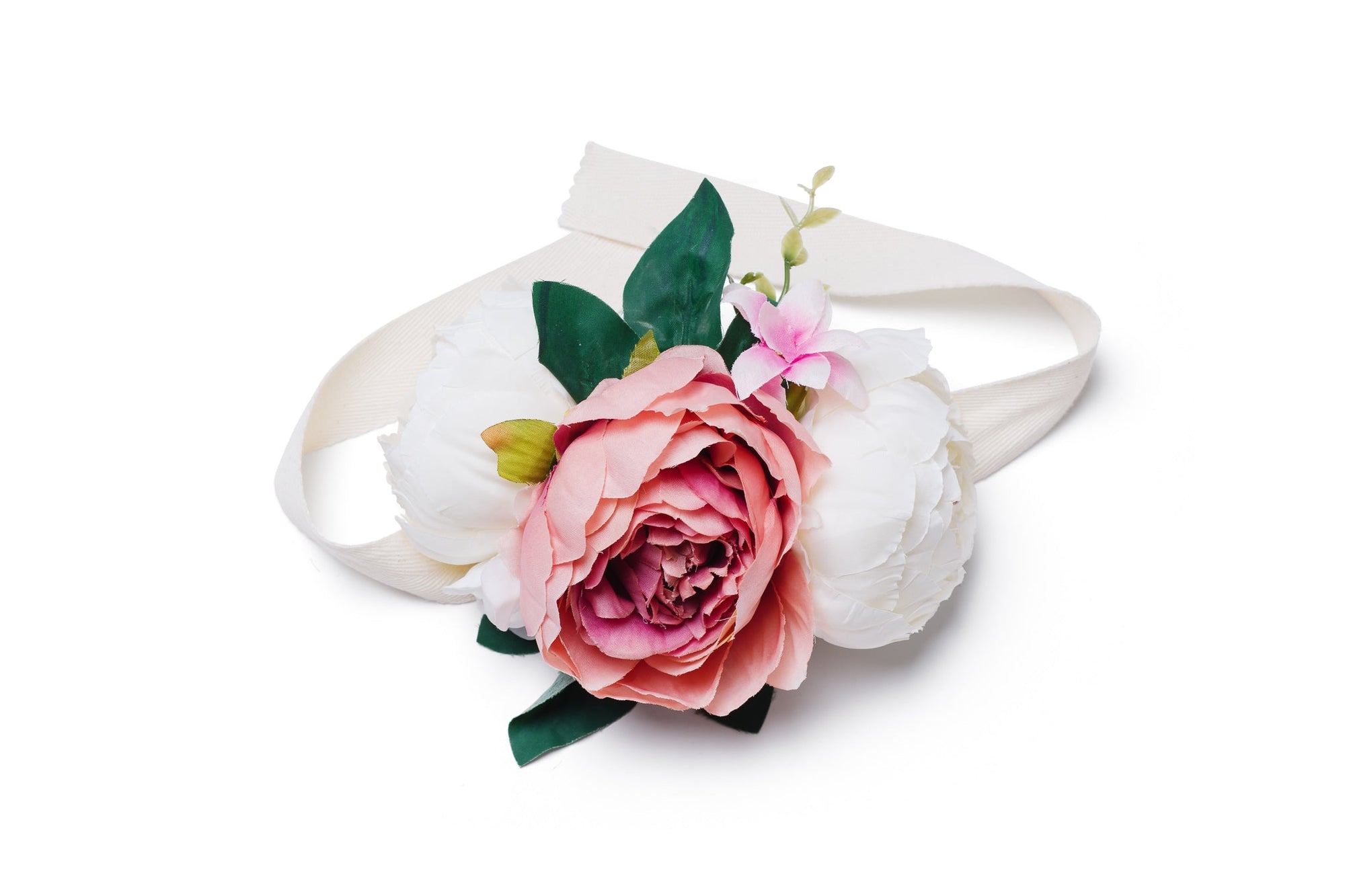 MINICAMP Pfingstrosen-Blumengirlande für Tipi &amp; Kinderzimmer-Dekor | Weiß &amp; Pfirsich