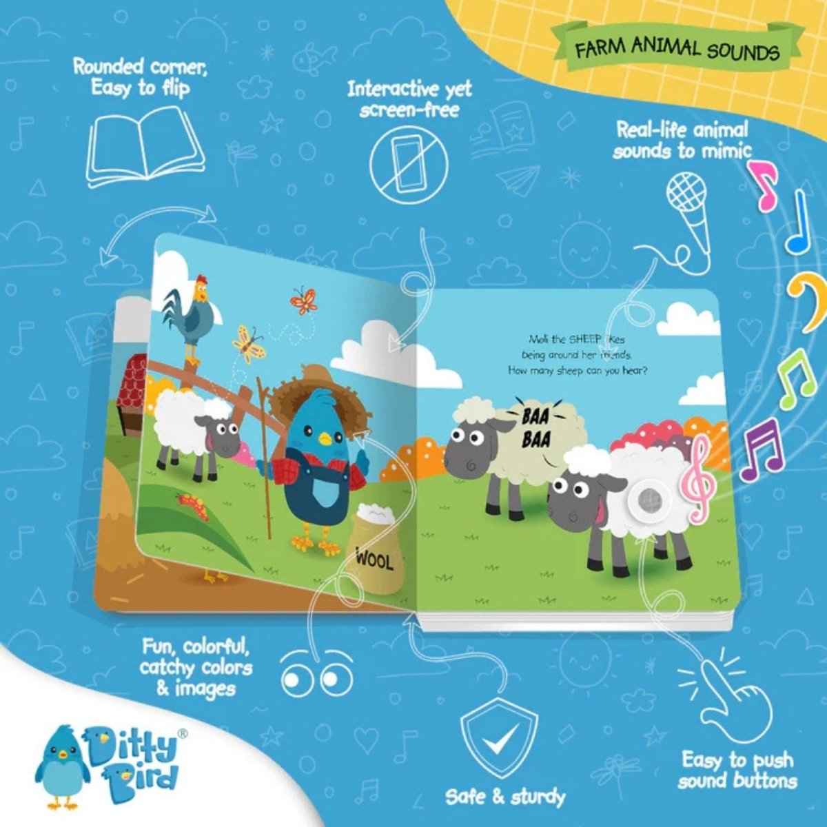 Ditty Bird Farm Animal Sounds Book