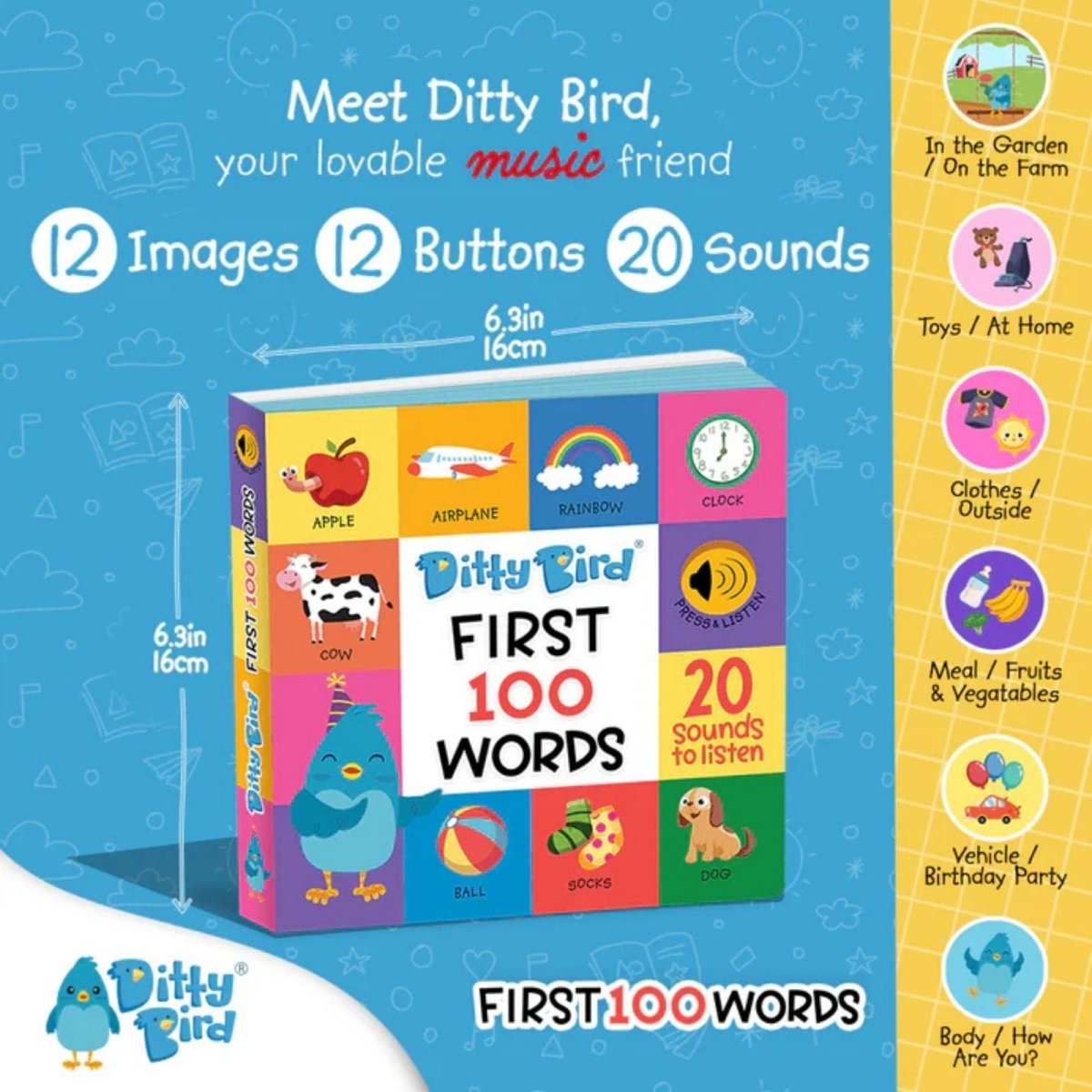 Ditty Bird First 100 Words Book