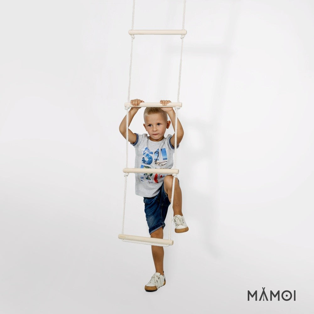 MAMOI® Rope ladder durable climbing ladder for children made of wood and cotton cord | Scandinavian design | 100% ECO | Made in the EU-4