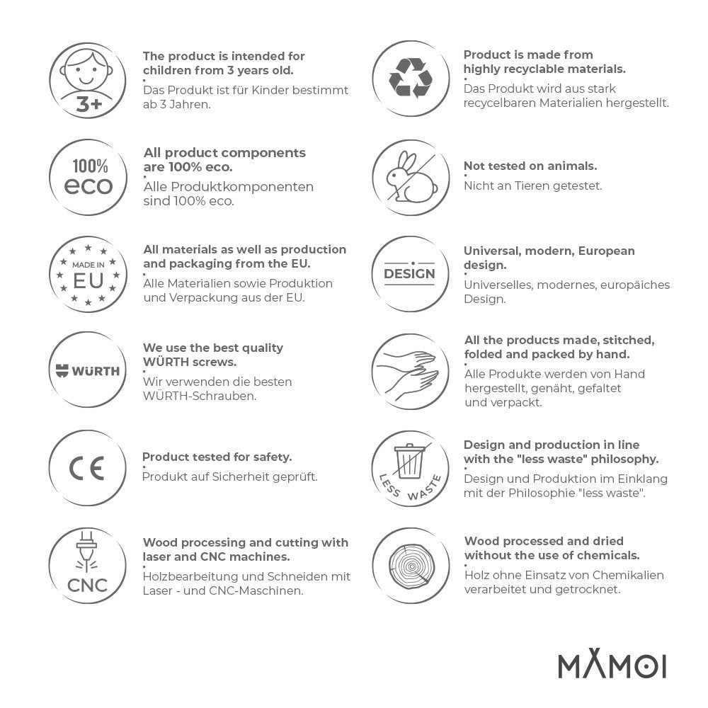 MAMOI® Swedish ladder, Wooden gorilla gym for kids, Indoor baby climbing frame for toddlers, Monkey bars and play gym, Childrens climbing wall, Gymnastics bar and equipment for home-3