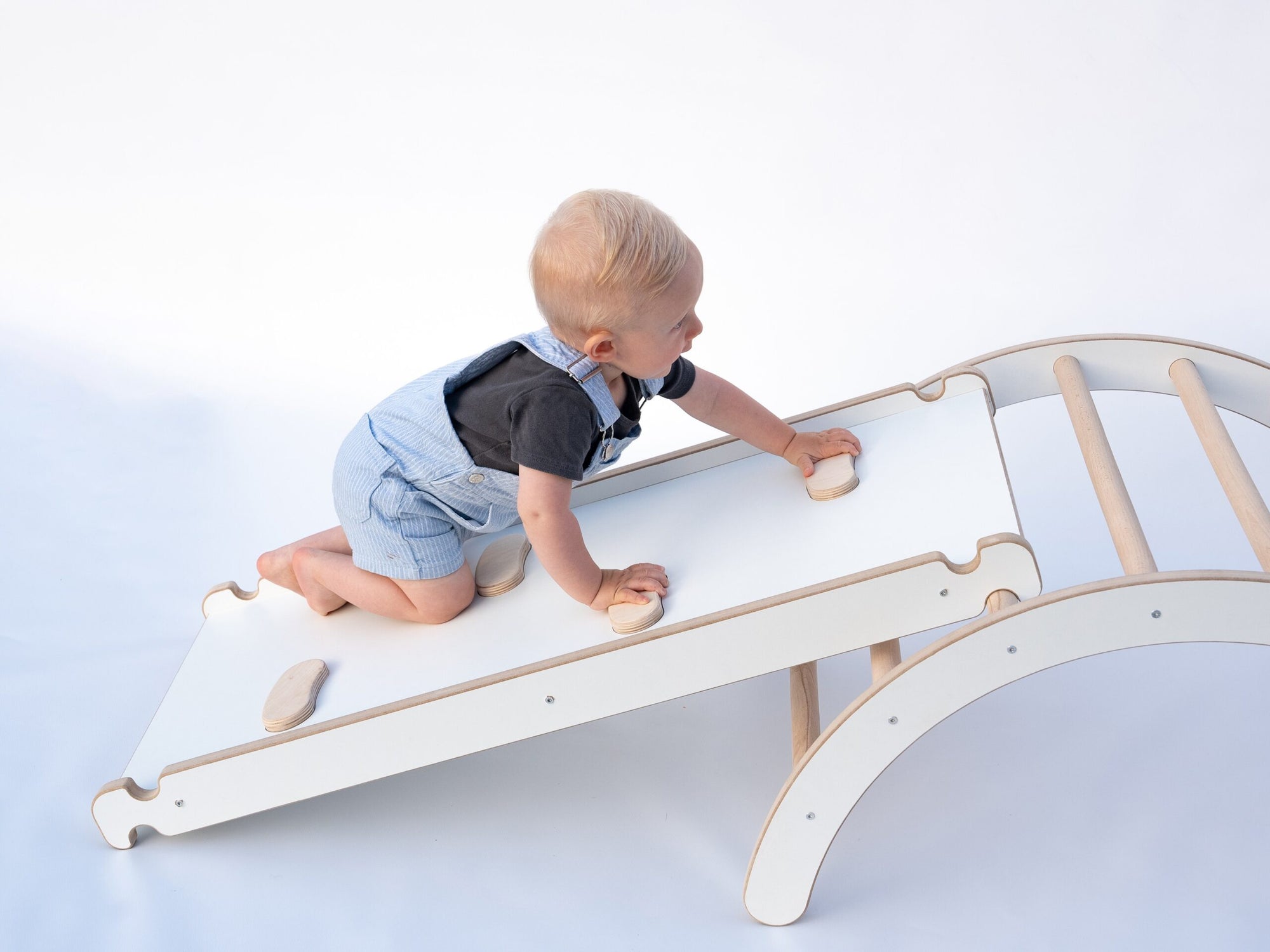 Set: climbing triangle + cradle + slide for children | Climbing frame and slide for kids minimalist design | Yarnwood triangle for toddlers with slide 100% ECO | Made in EU-5