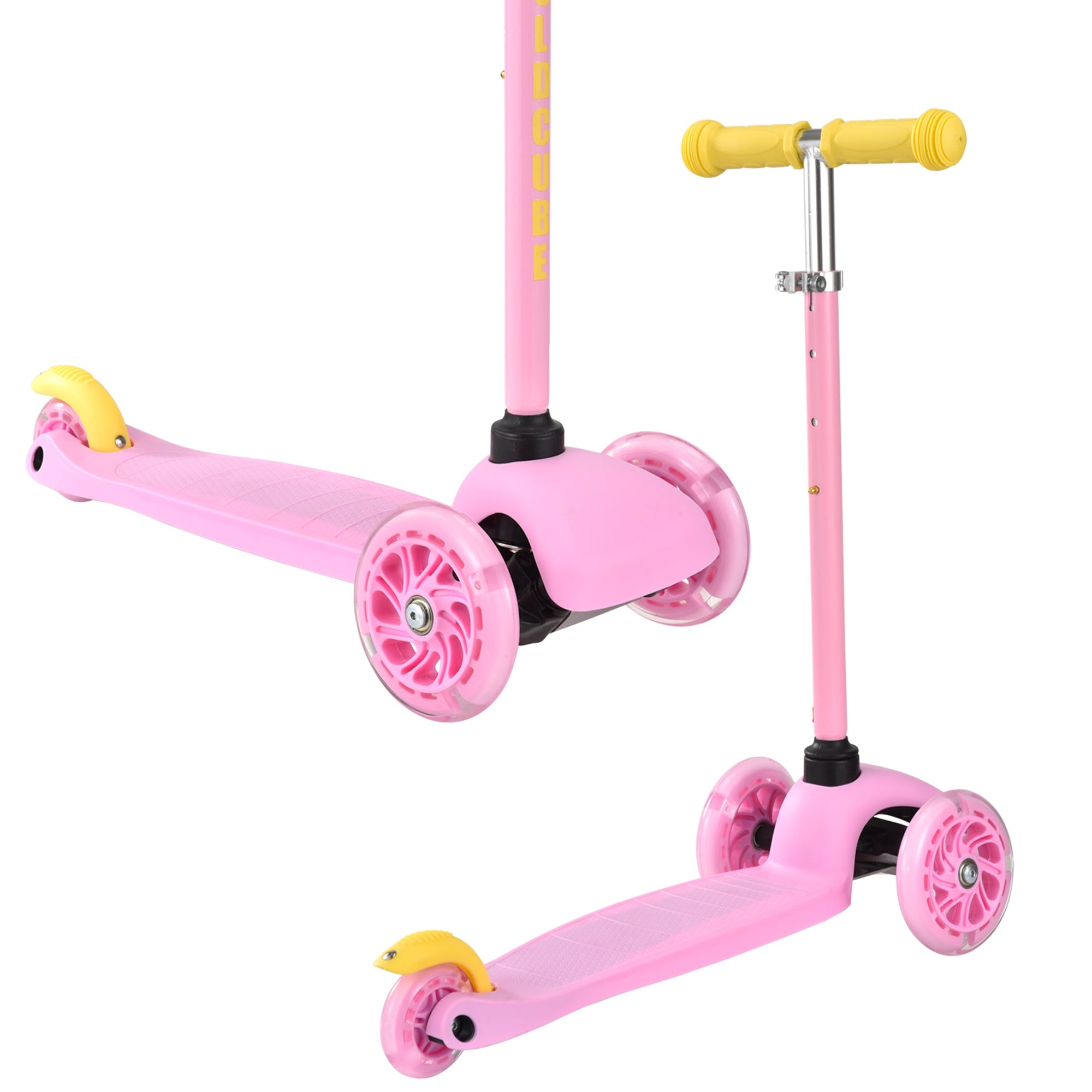 Pink & Yellow - Teeny 3 Wheel Scooter - mezetto