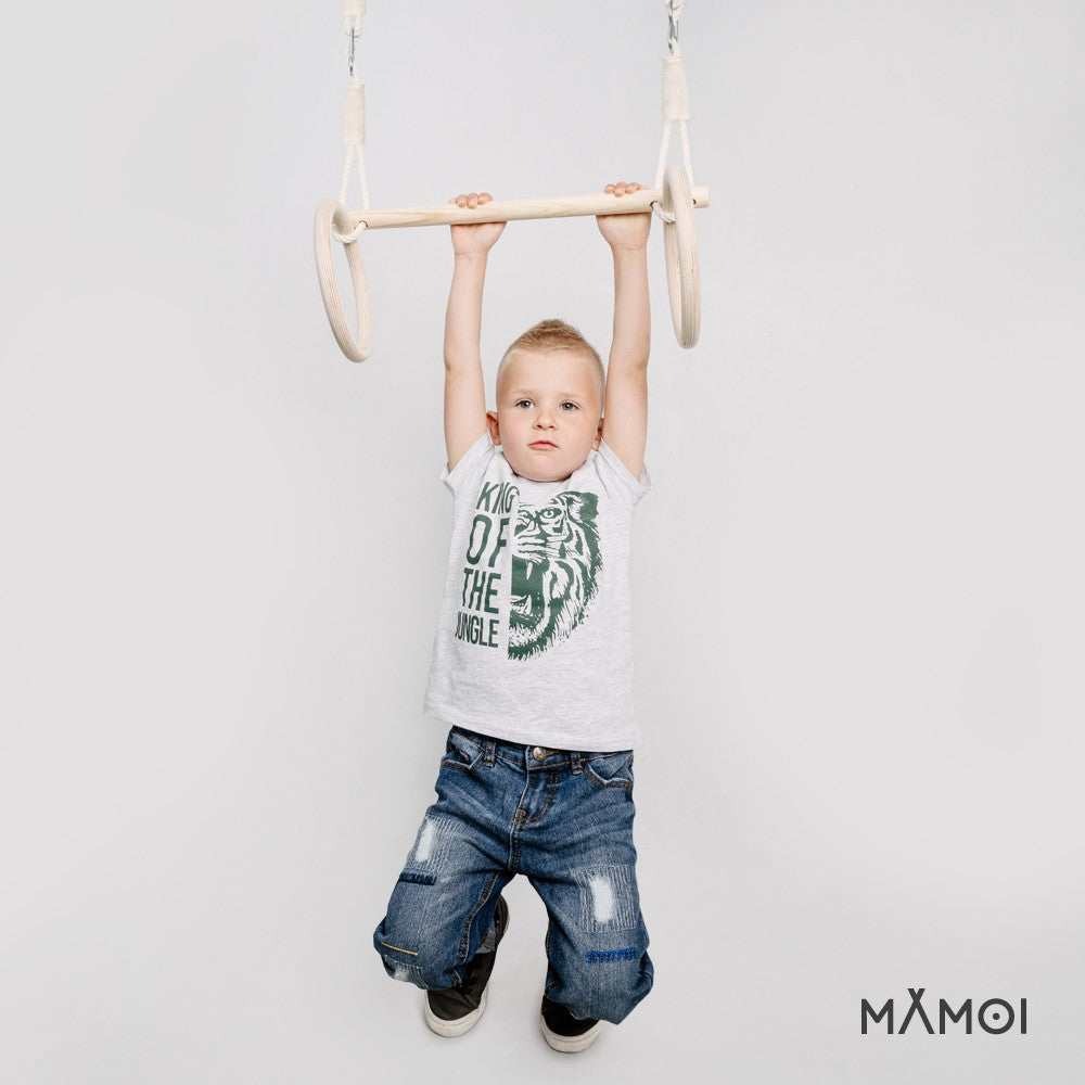 MAMOI® Trapeze bar baby swing, Indoor gymnastic rings, Monkey bars gorilla gym, Gymnastics pull up equipment for kids, Olympic rings and swings for calisthenics-6