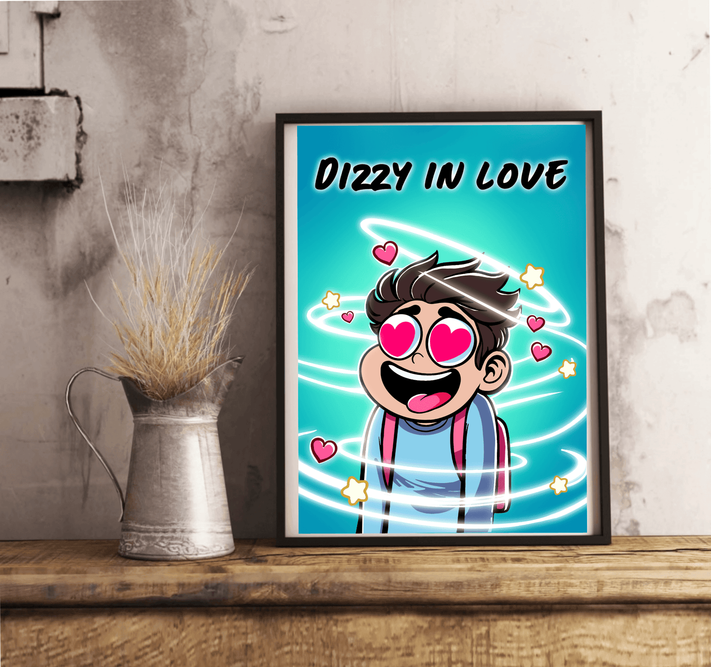 Dizzy in Love Art Print – Whimsical Romance Wall Decor