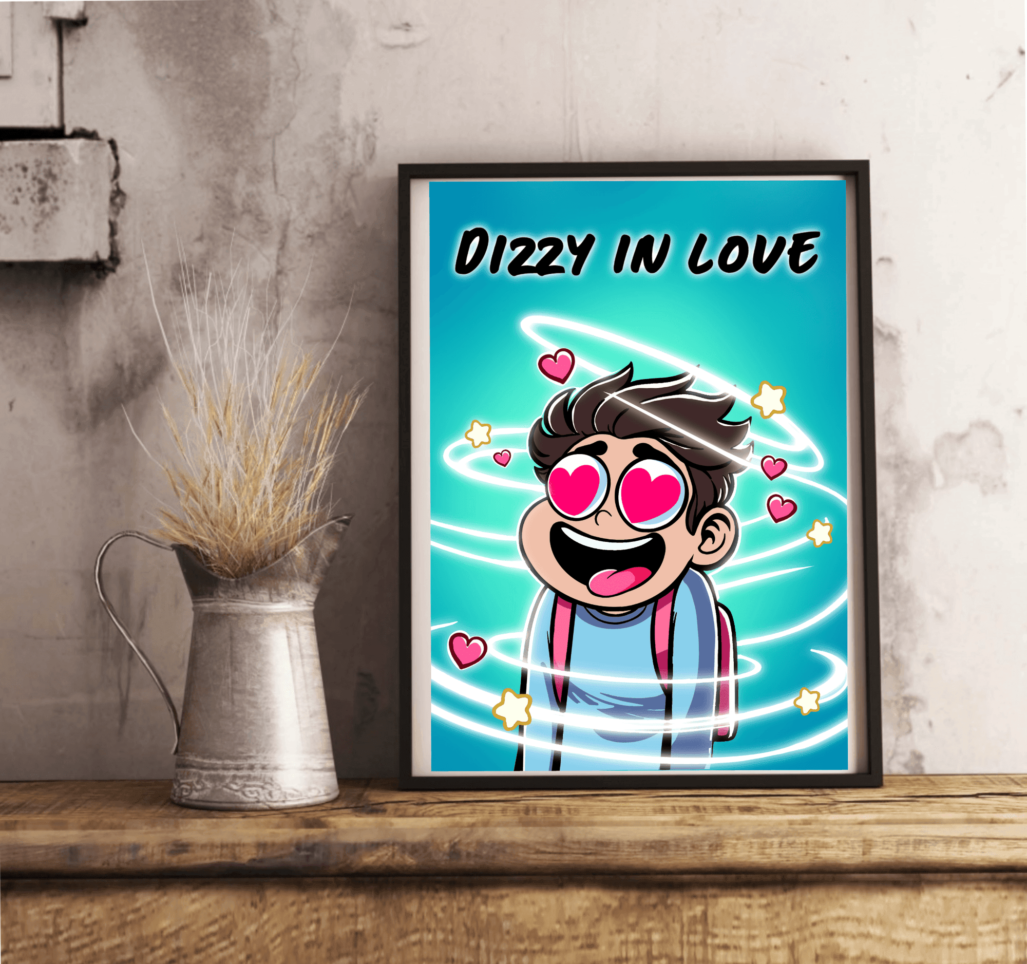 Dizzy in Love Art Print – Whimsical Romance Wall Decor
