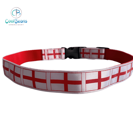 Dog Collar - England Flag - Handcrafted - Personalised - 25mm