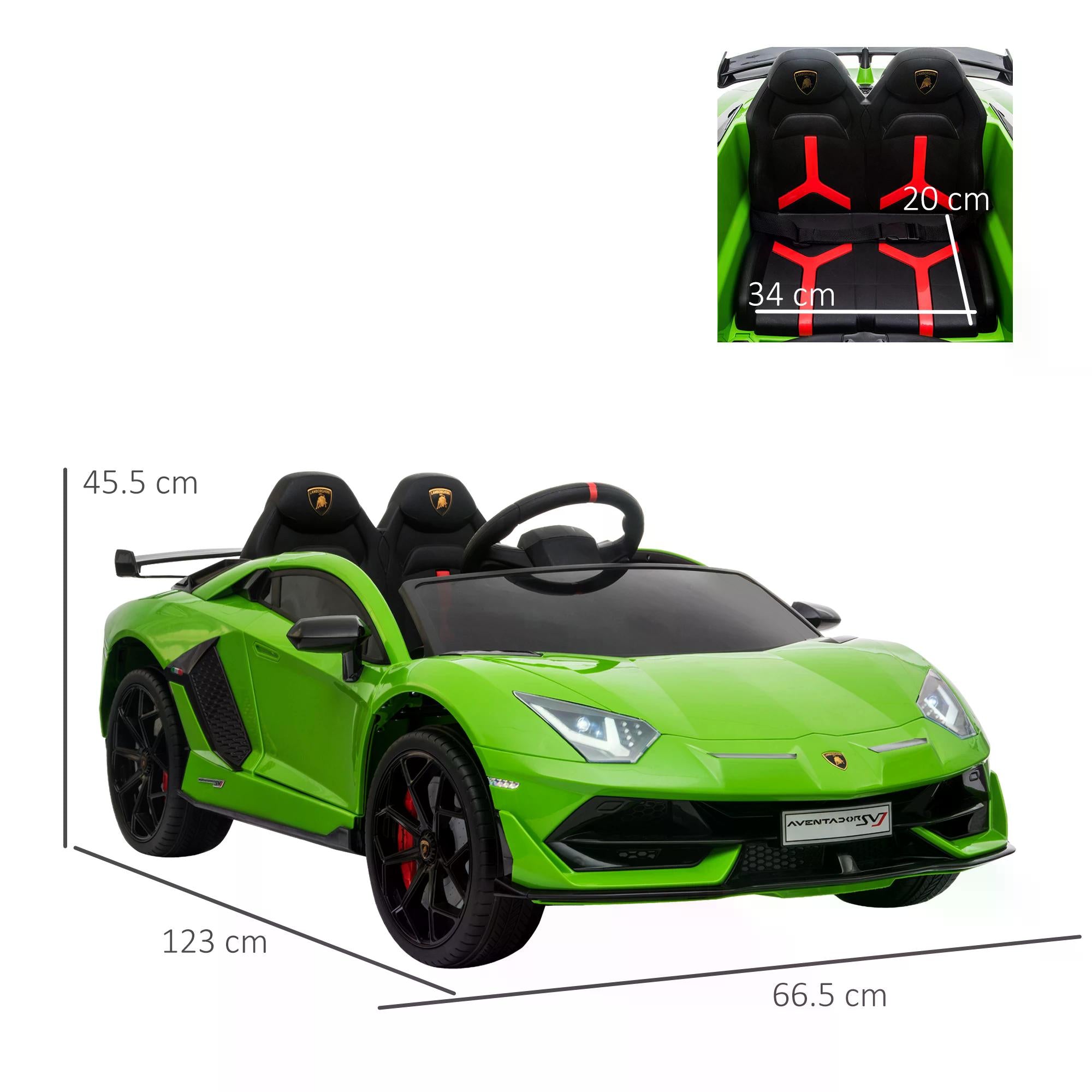 HOMCOM Compatible 12V Battery-powered Kids Electric Ride On Car Lamborghini Aventador Sports Racing Car Toy with Parental Remote Control Music Green-1
