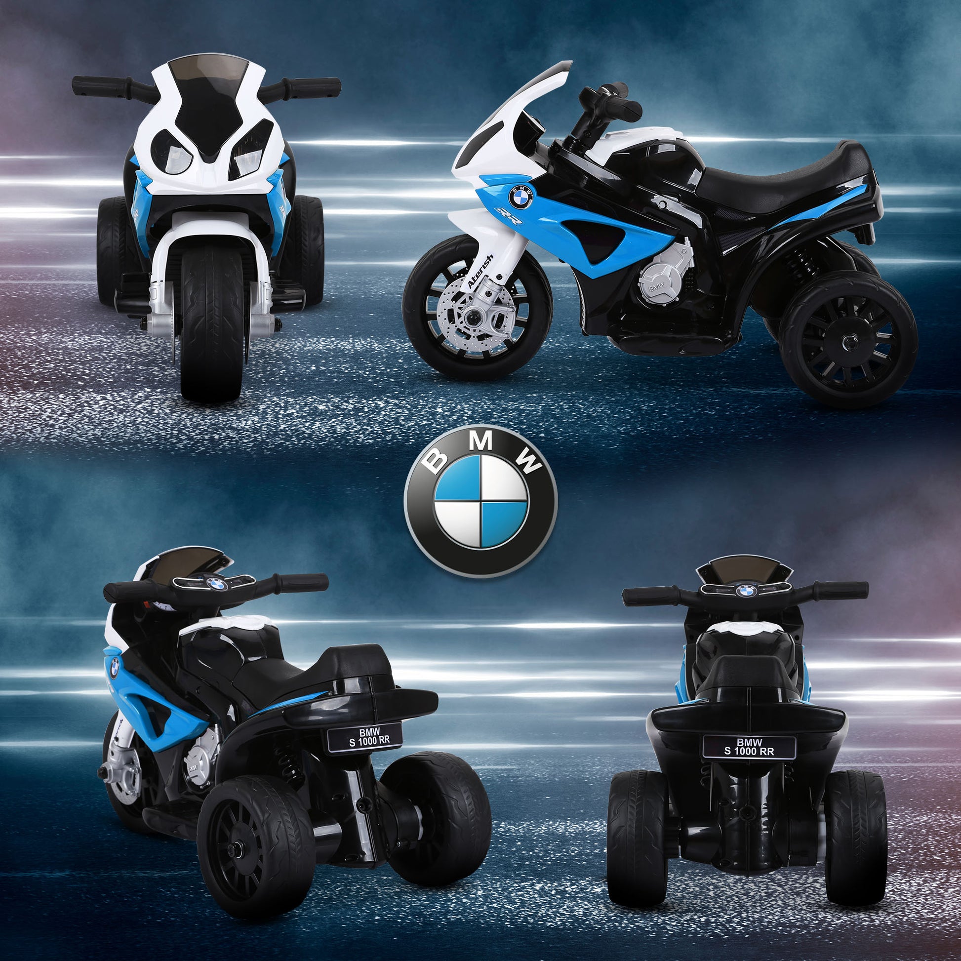 HOMCOM 6V BMW S1000RR Licensed Kids Electric Motorbike with Headlight and Music in Blue-5