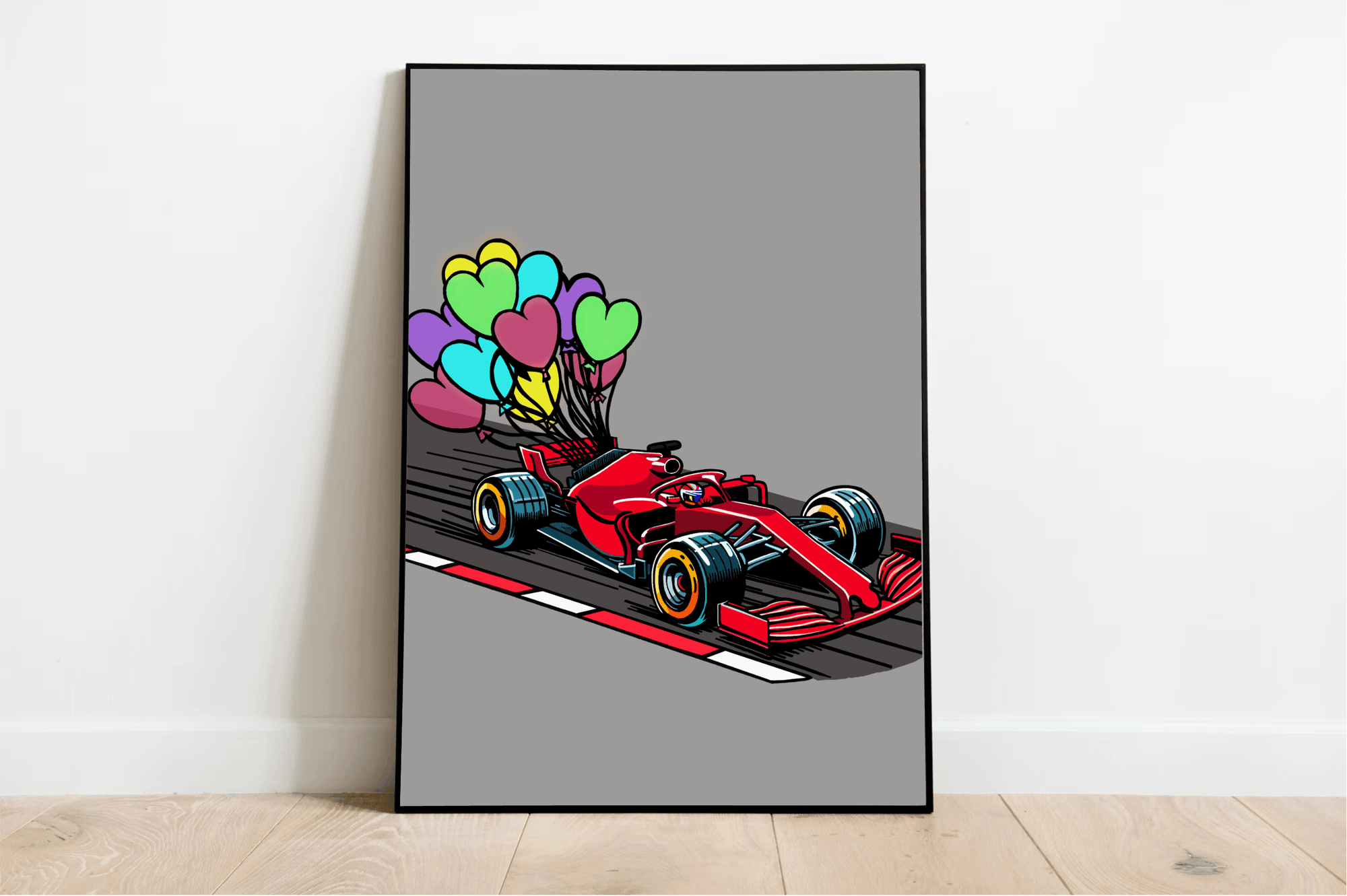 F1 Balloon Car – Whimsical Racing Art Print